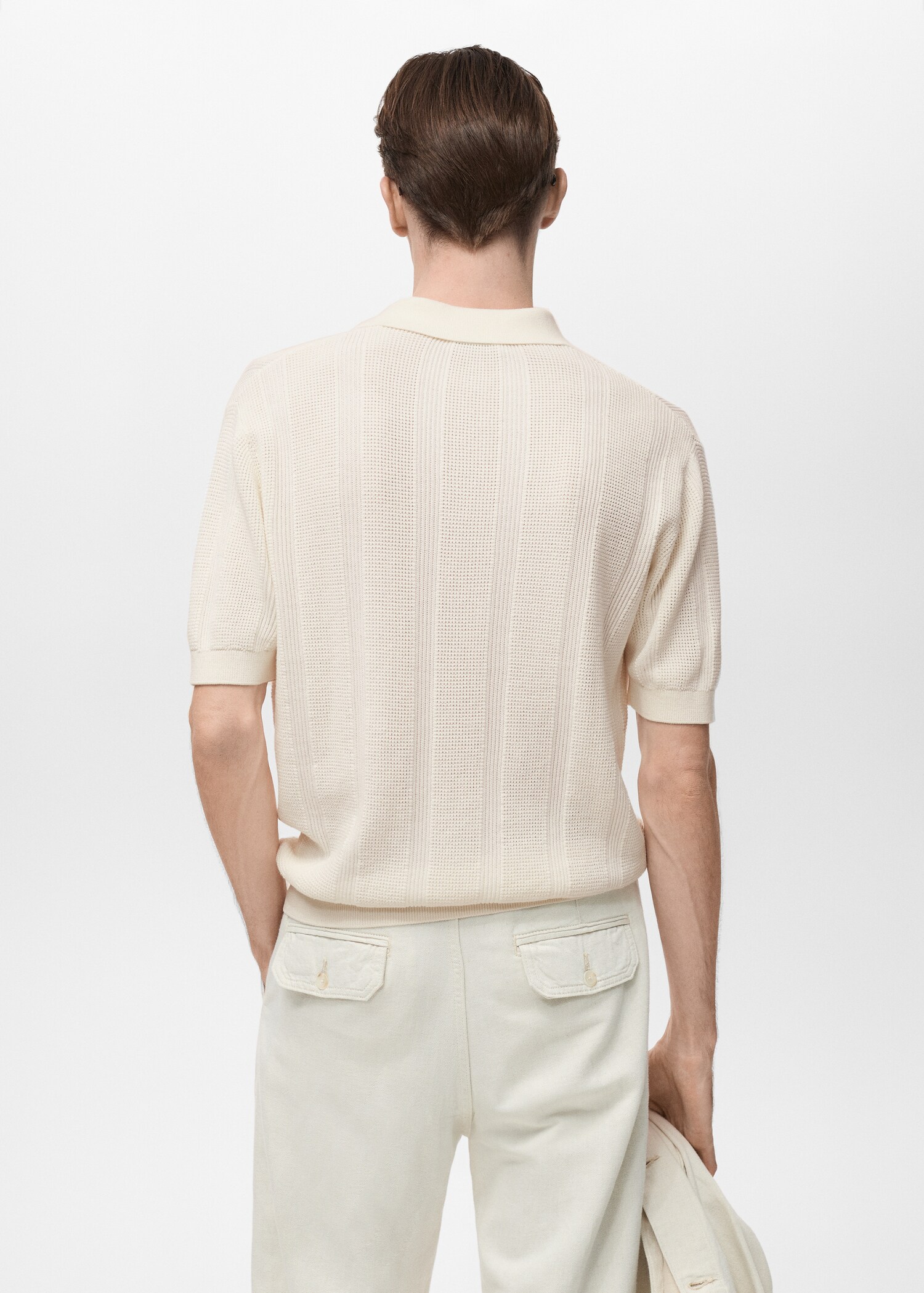 Striped openwork knitte polo shirt - Reverse of the article