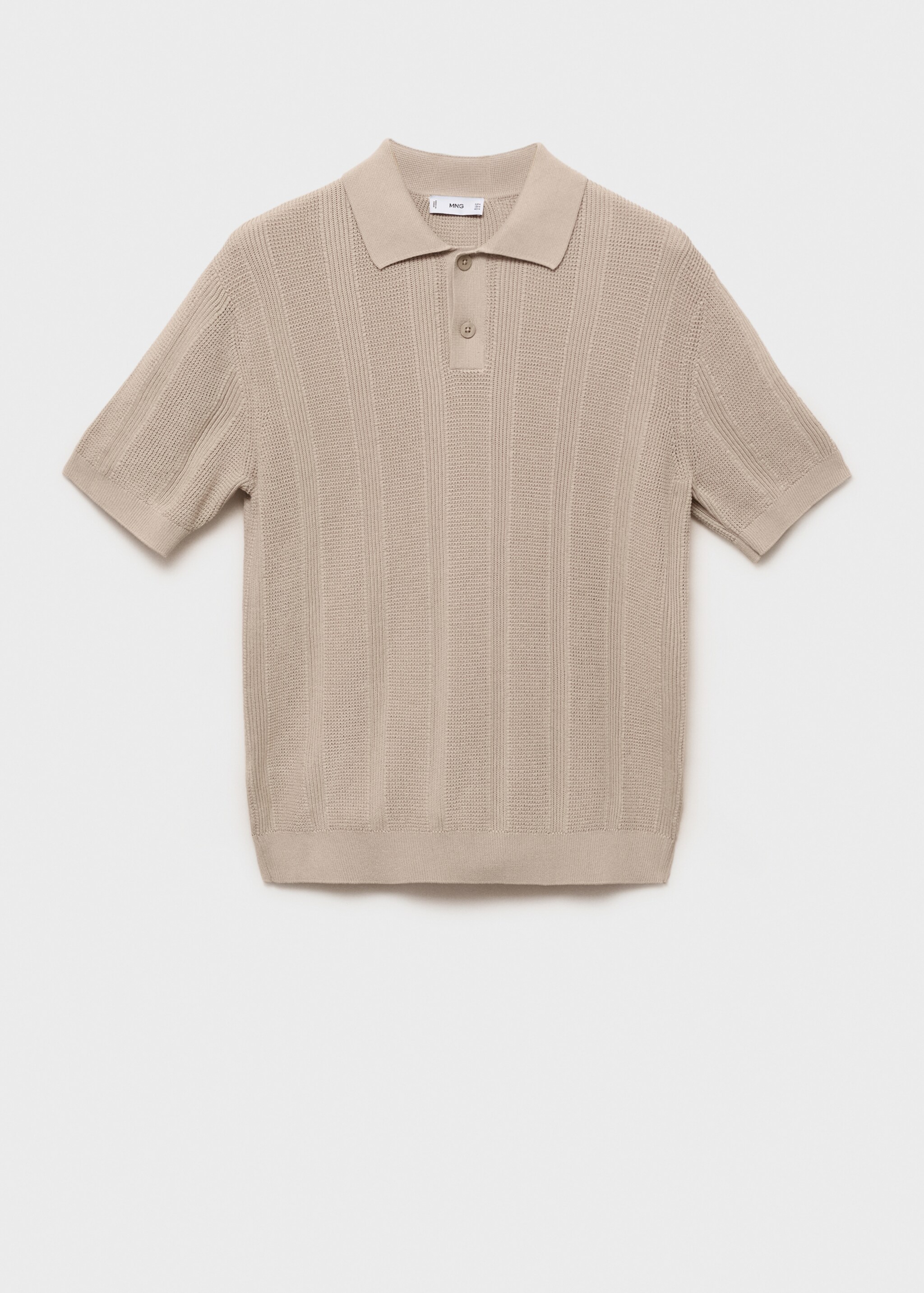 Striped openwork knitte polo shirt - Article without model, Sand. Ref: 87037900-00.