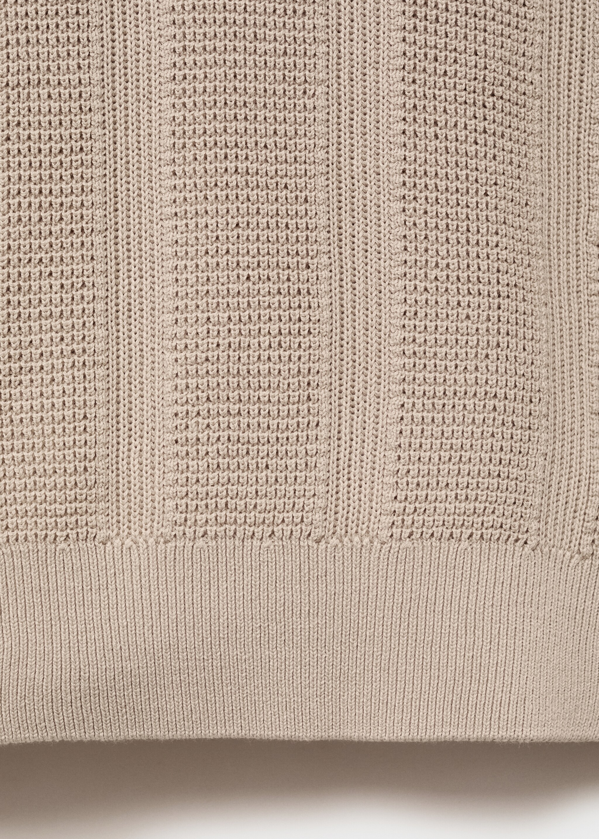 Striped openwork knitte polo shirt - Details of the article 0, Sand. Ref: 87037900-00.