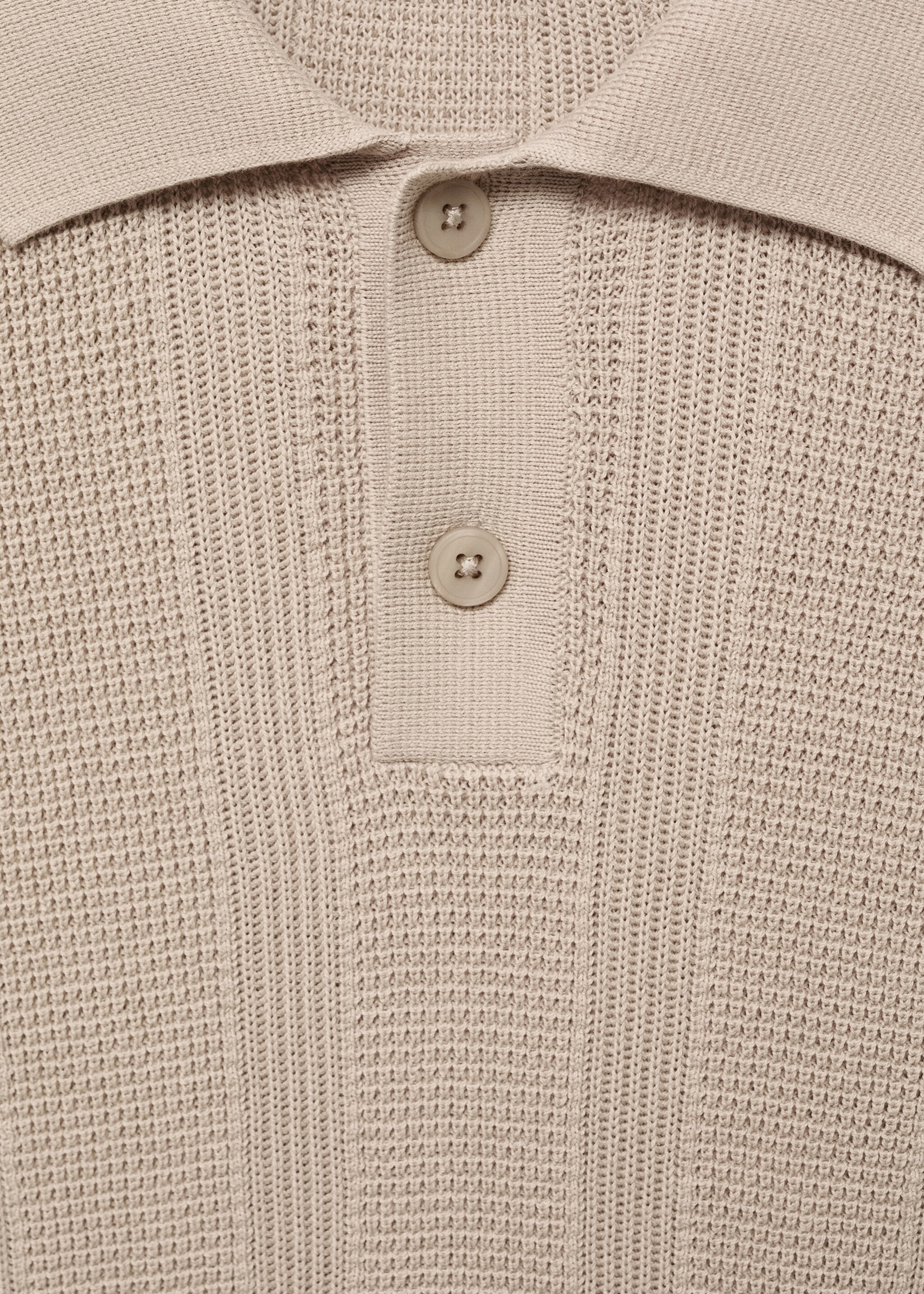Striped openwork knitte polo shirt - Details of the article 8, Sand. Ref: 87037900-00.