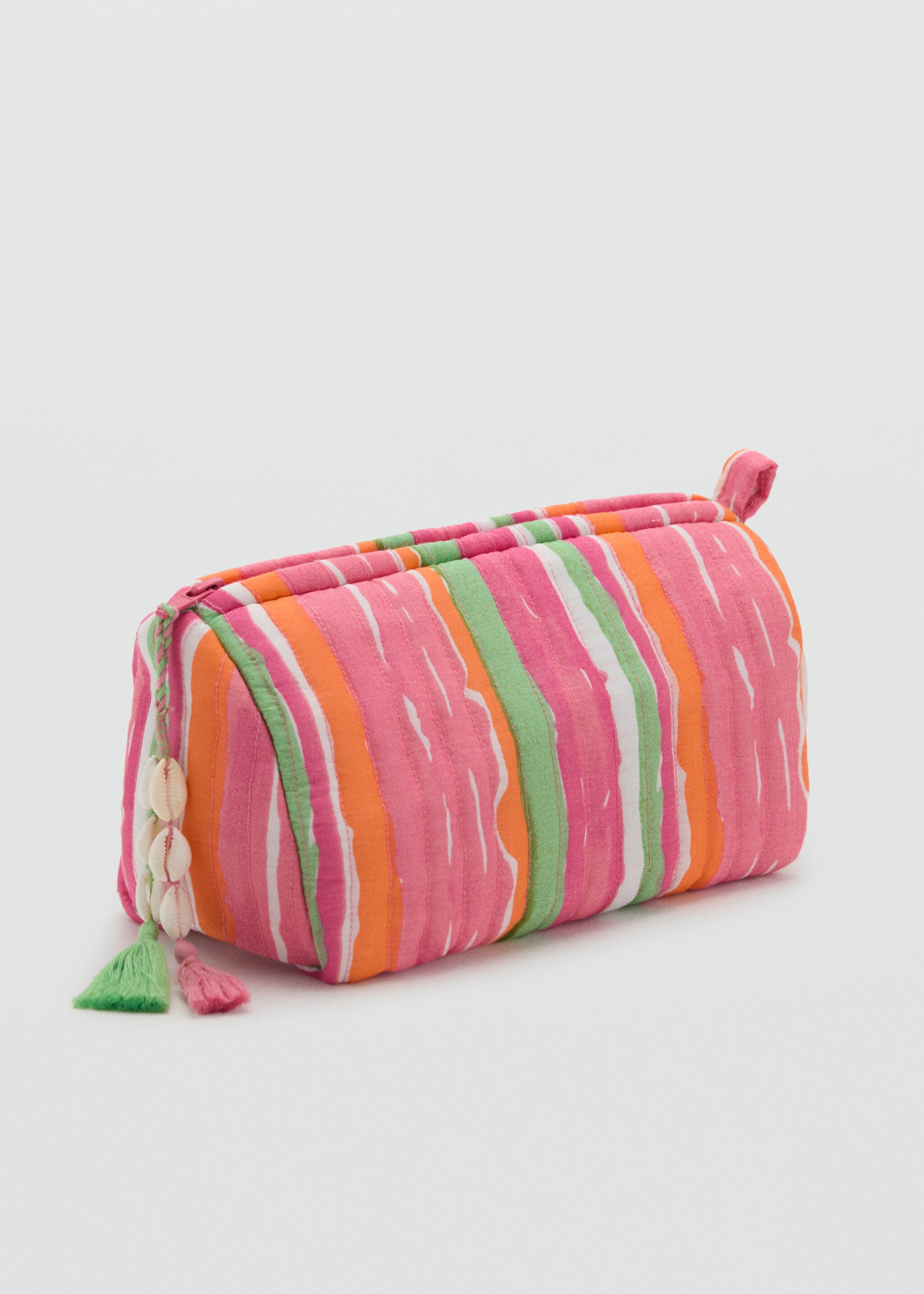 Neceser algodón rayas - Plano medio, Rosa. Ref: 87038261-00.