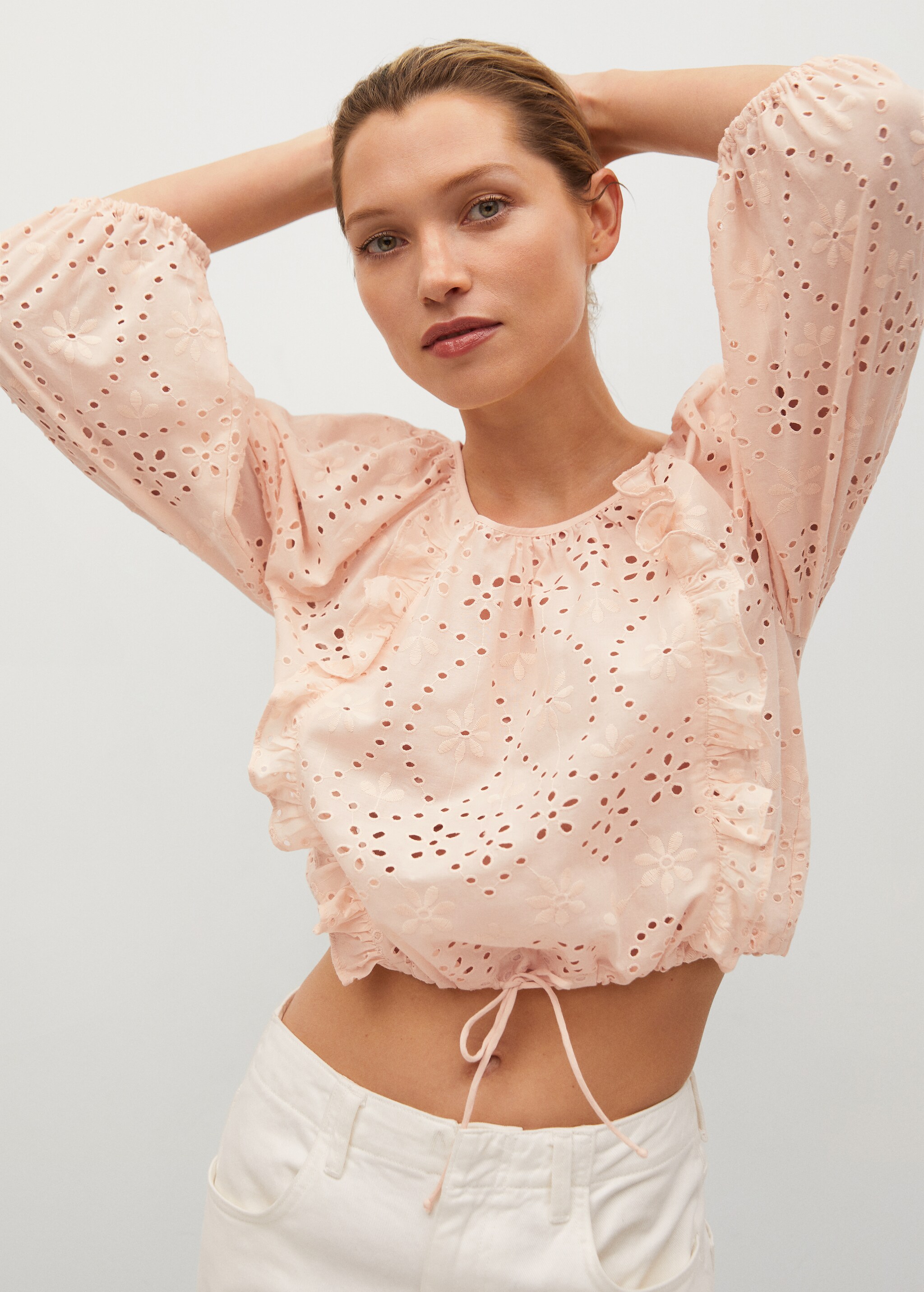 Blusa algodón bordado suizo - Plano medio