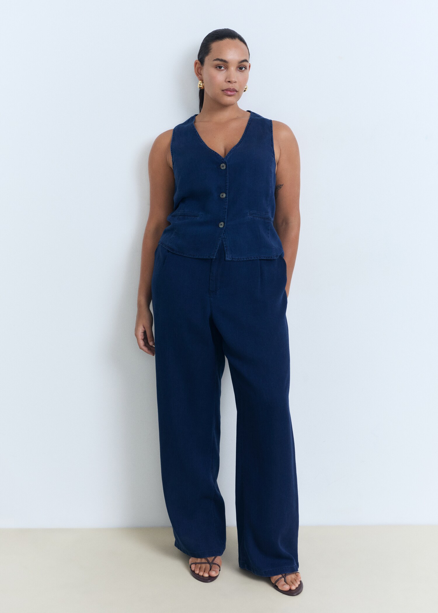 Pantalons wideleg lyocell pinces - Detall de l'article 3