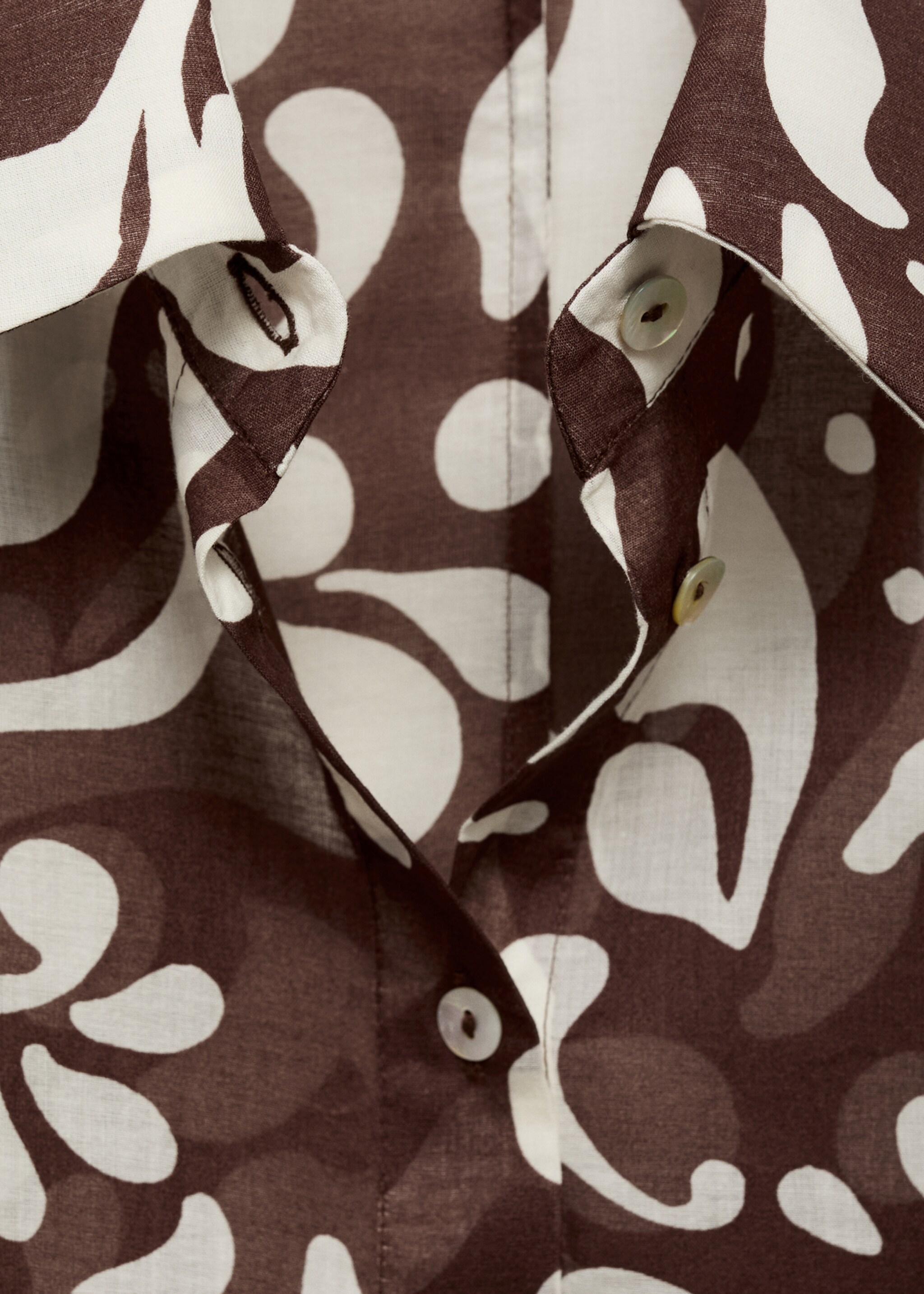 Camisa algodón estampada - Detalle del artículo 8, Marrón. Ref: 87038644-00.
