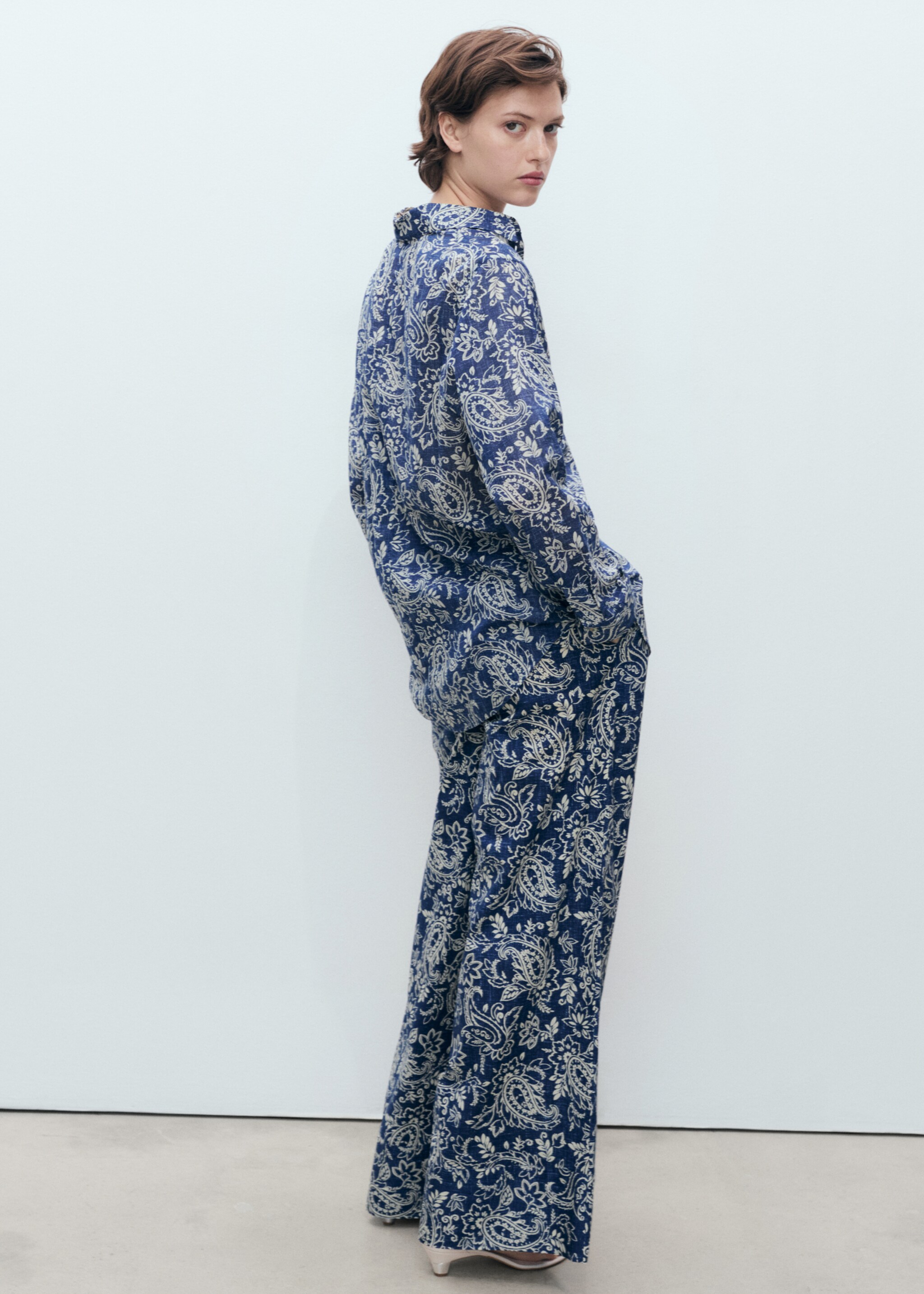 Printed cotton shirt - Reverse of the article, Blue. Ref: 87038644-00.