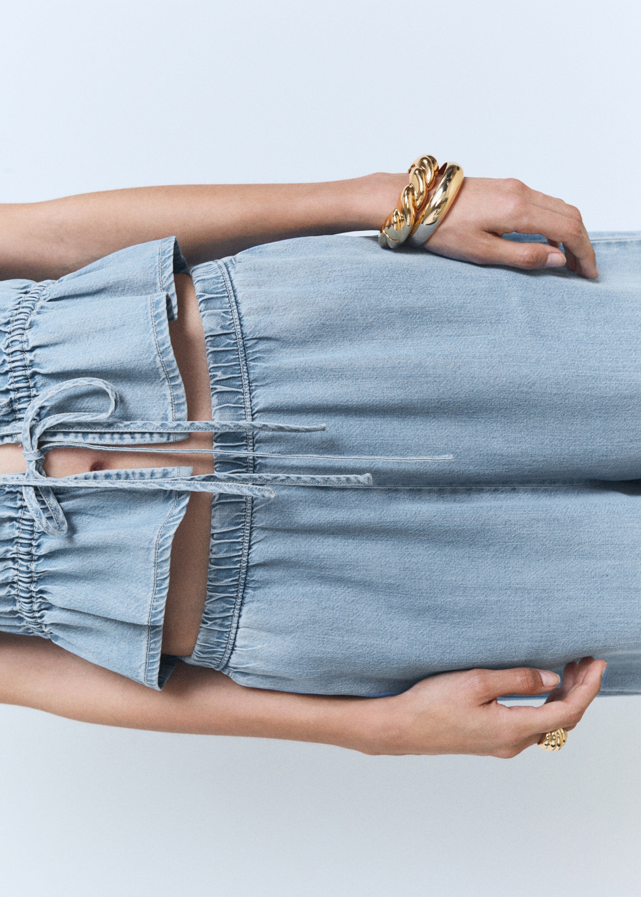 Pantalón palazzo lyocell - Detalle del artículo 6, Azul claro. Ref: 87038648-00.