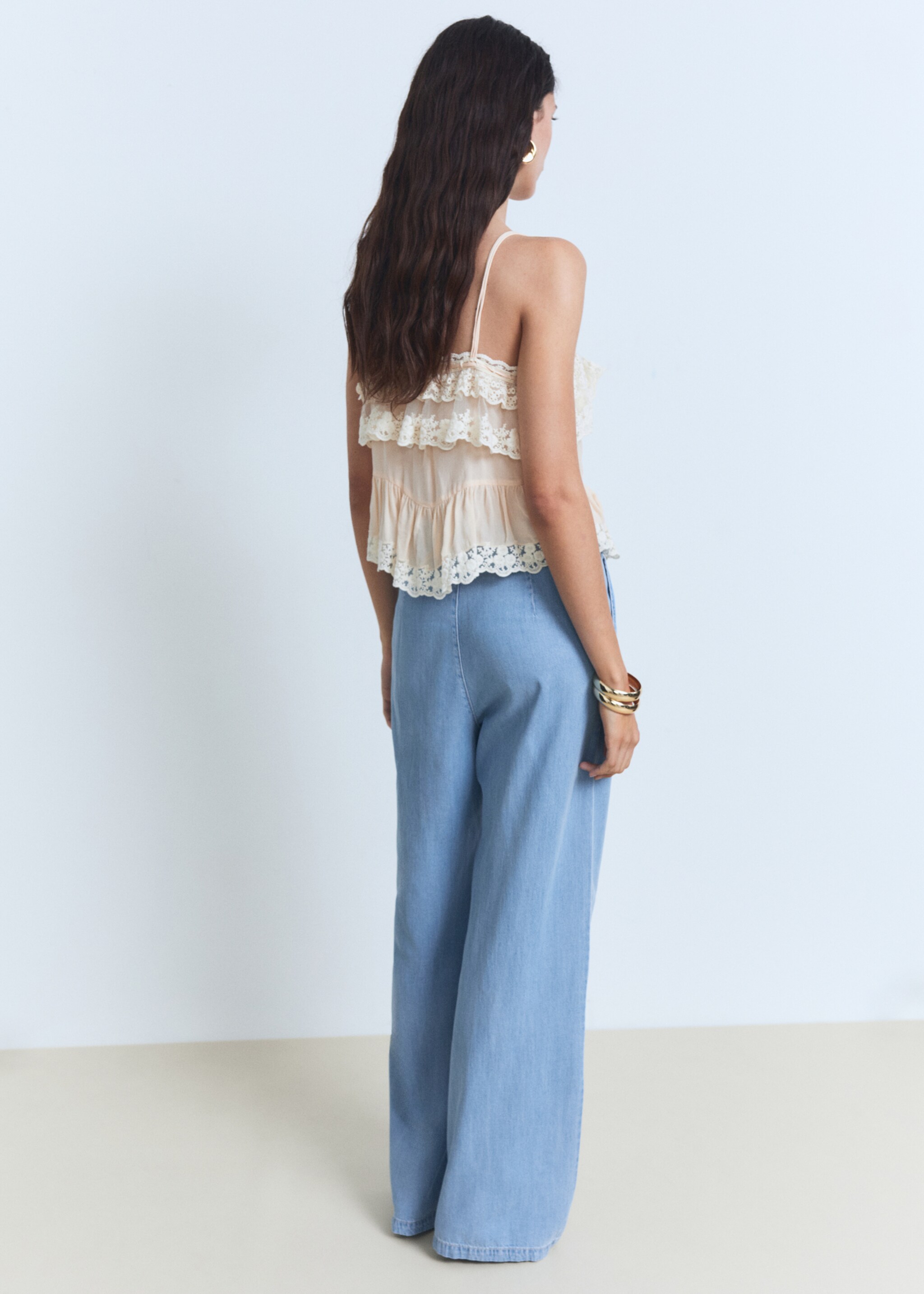 Pantalons wideleg lyocell pinces - Revers de l'article, Blau clar. Ref: 87038649-00.