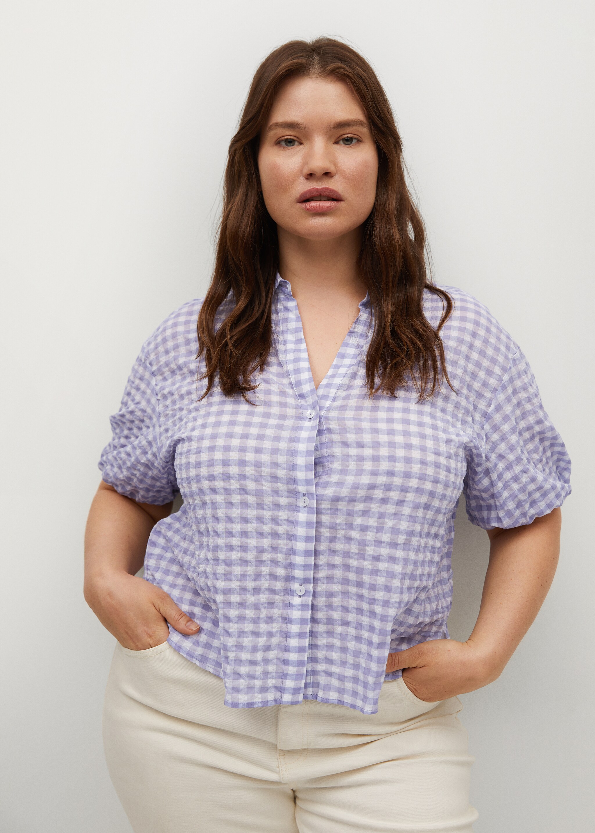 Blusa algodón cuadro vichy - Plano medio