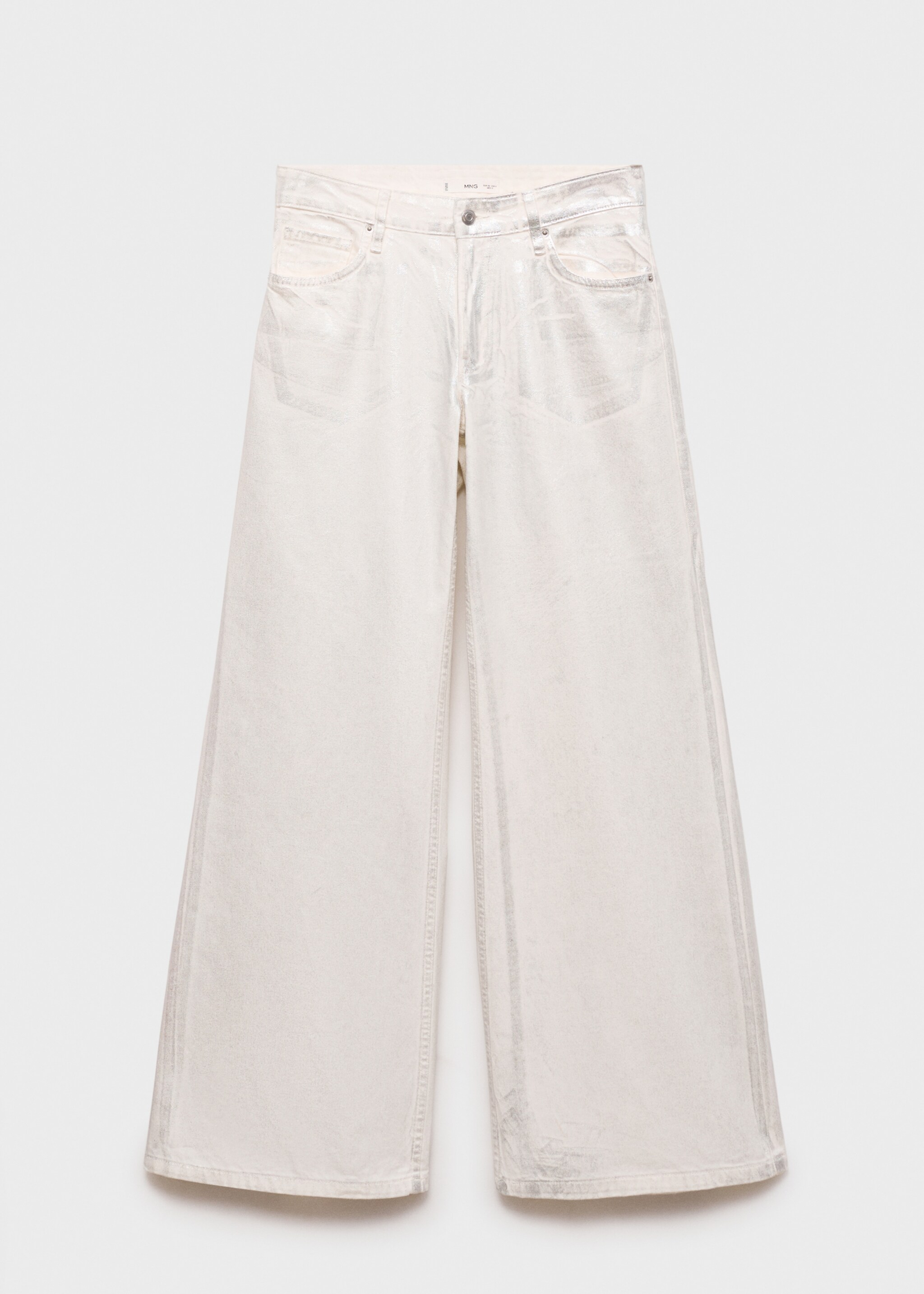 Metallic-finish wide leg jeans - Article without model, Silver. Ref: 87039066-00.