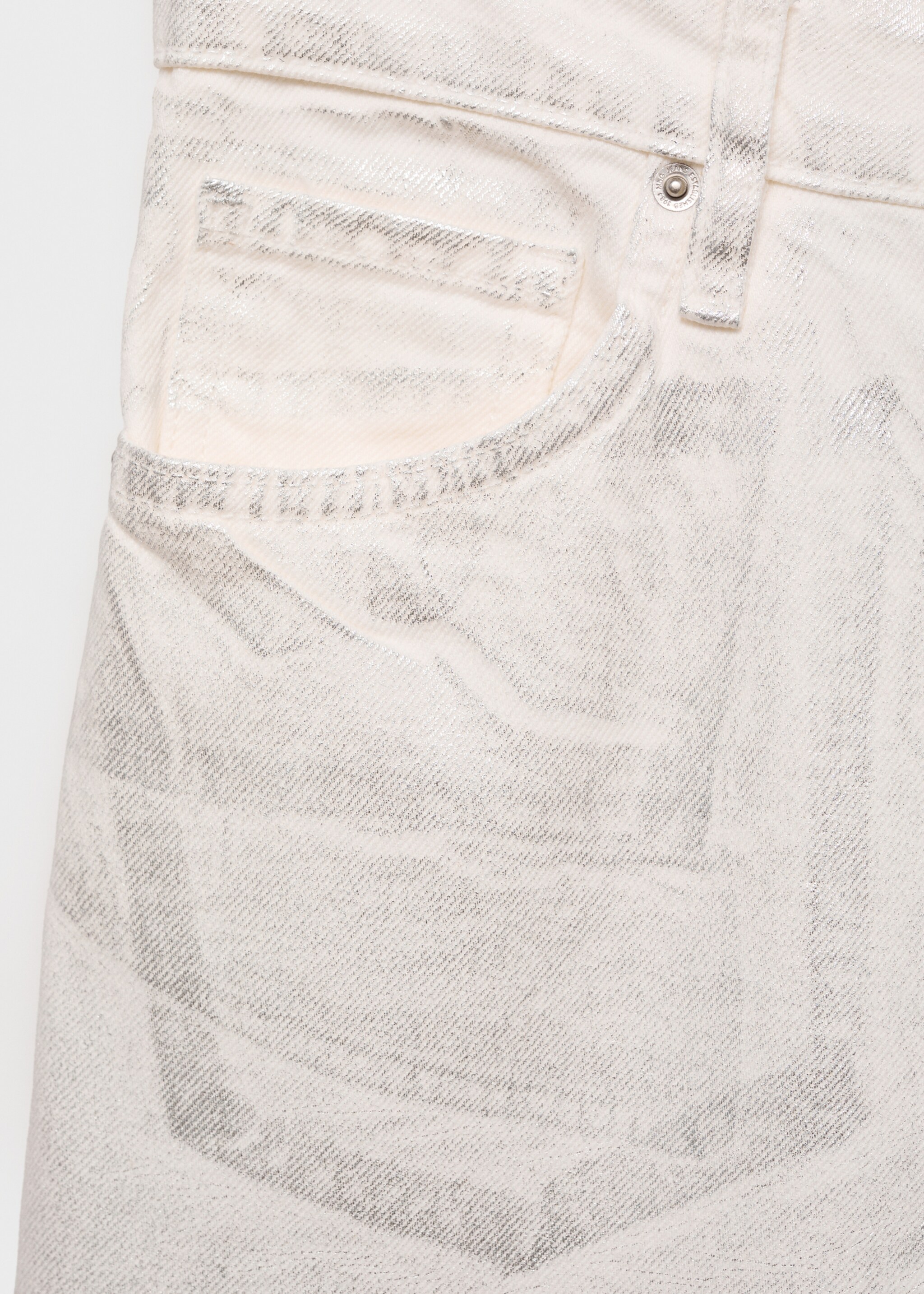 Metallic-finish wide leg jeans - Details of the article 0, Silver. Ref: 87039066-00.