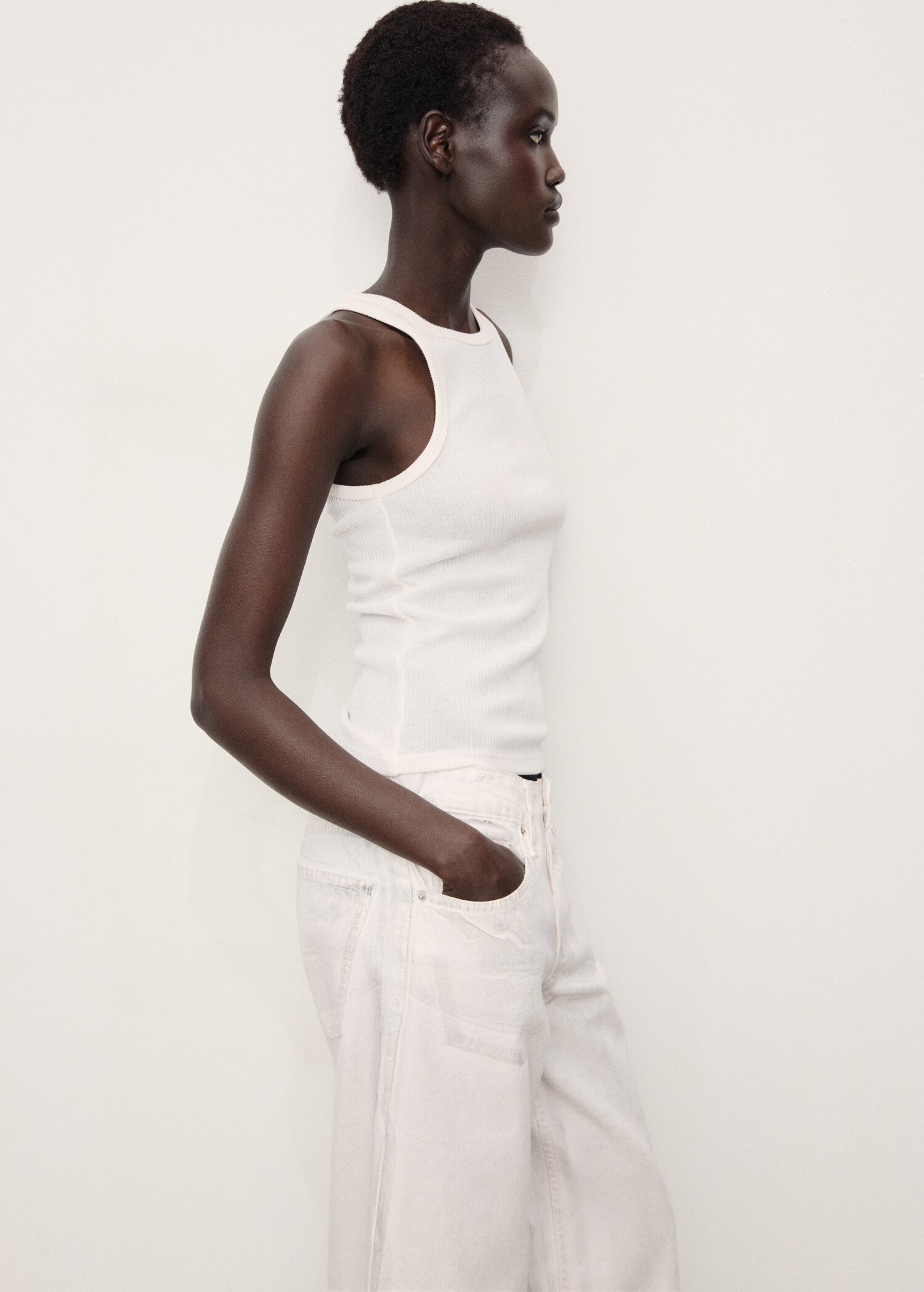 Metallic-finish wide leg jeans - Details of the article 1