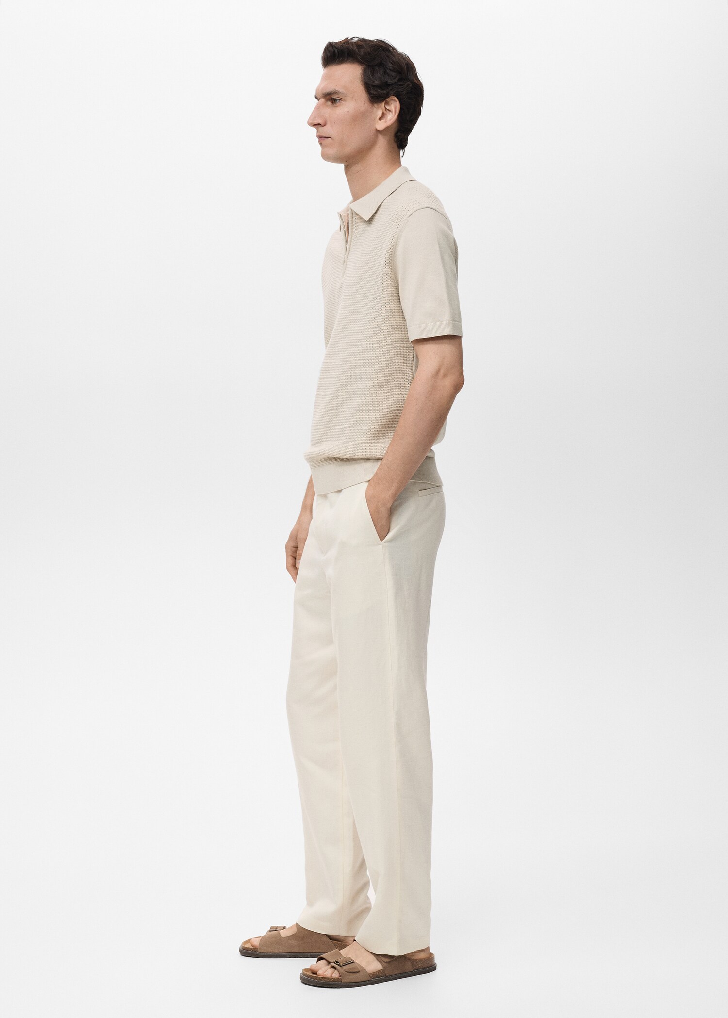 Openwork cotton knitte polo shirt - Details of the article 2