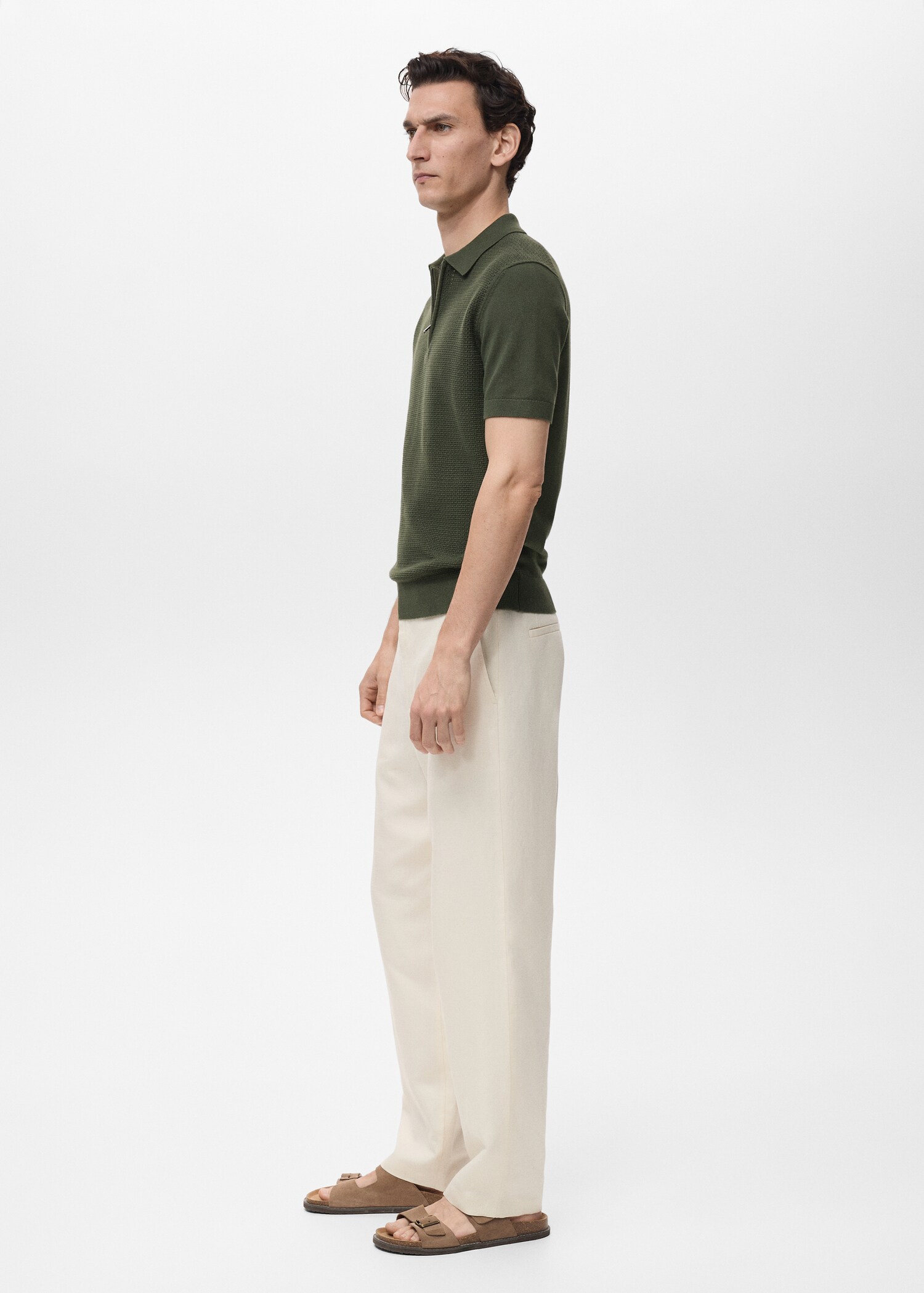 Openwork cotton knitte polo shirt - Medium plane