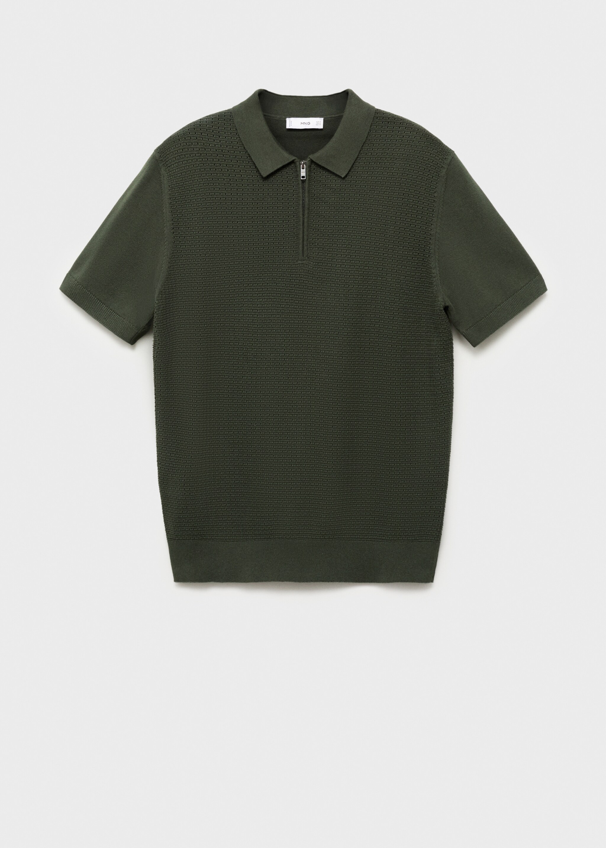 Openwork cotton knitte polo shirt - Article without model, Khaki. Ref: 87039212-00.