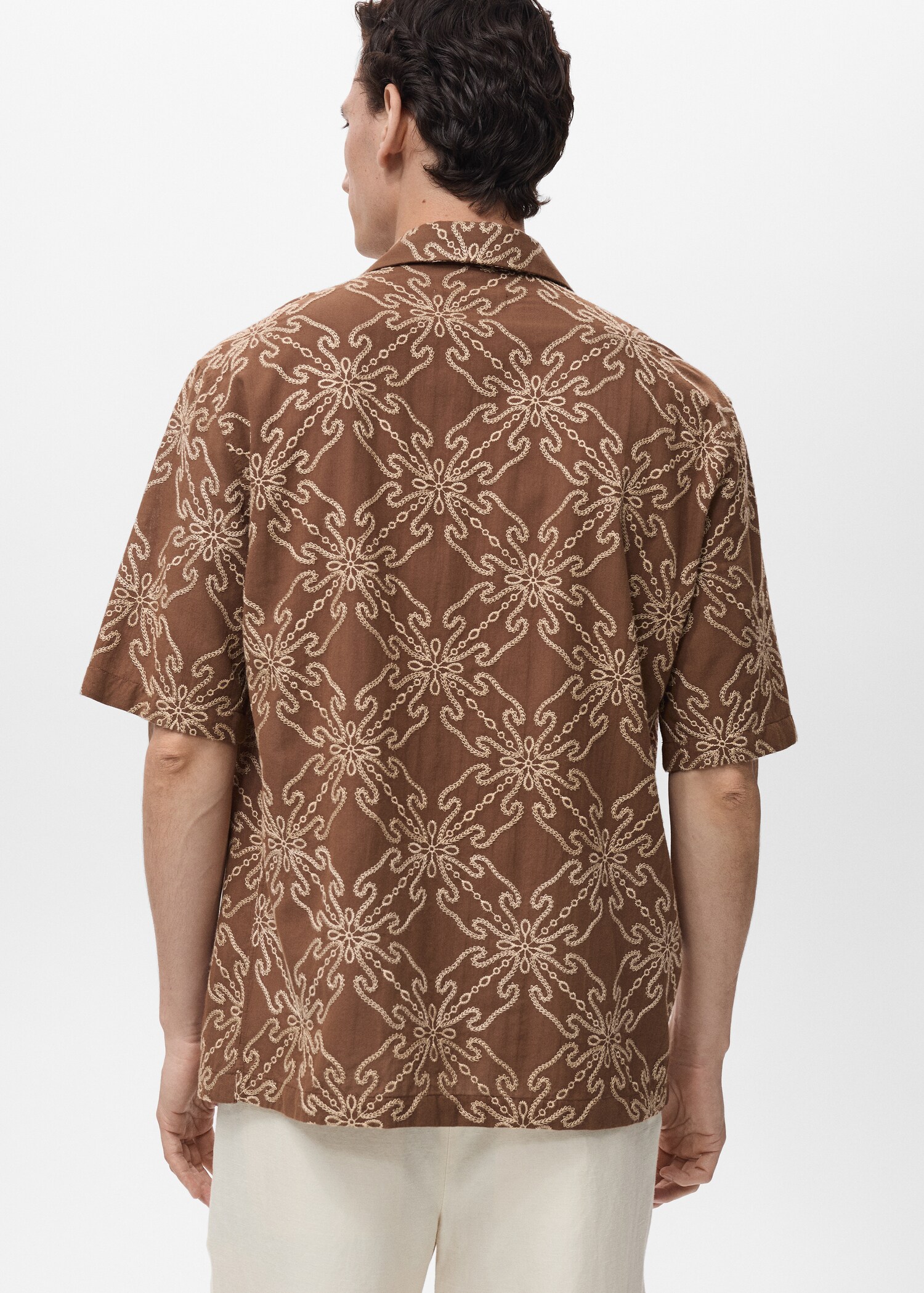 Short-sleeved embroidered shirt - Reverse of the article