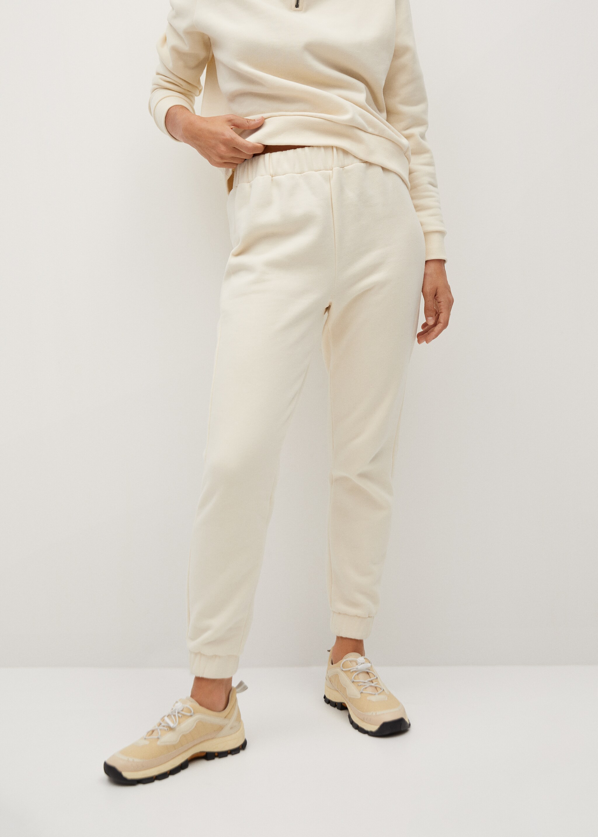 Elastic waist cotton pants - Medium plane