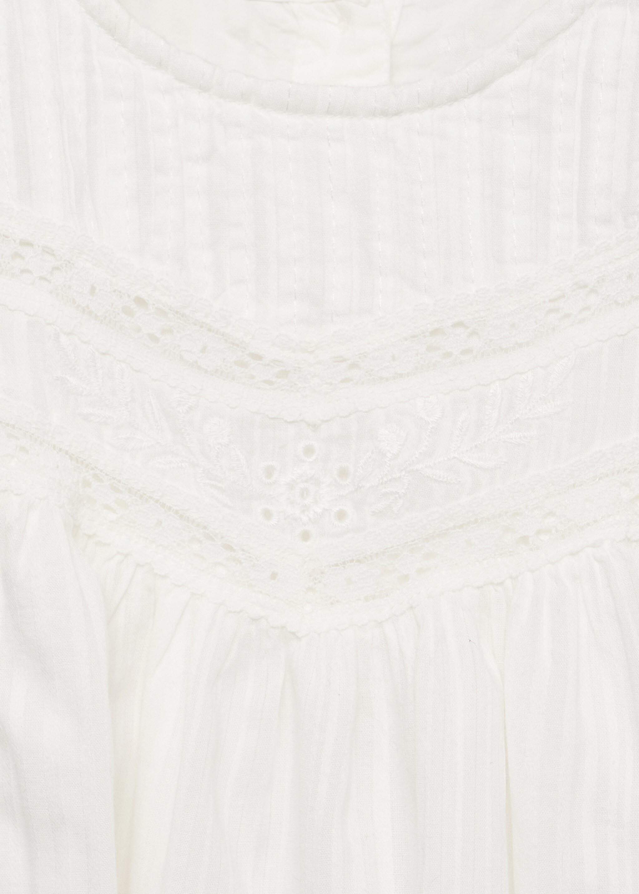 Embroidered cotton blouse - Details of the article 8, White. Ref: 87040255-00.