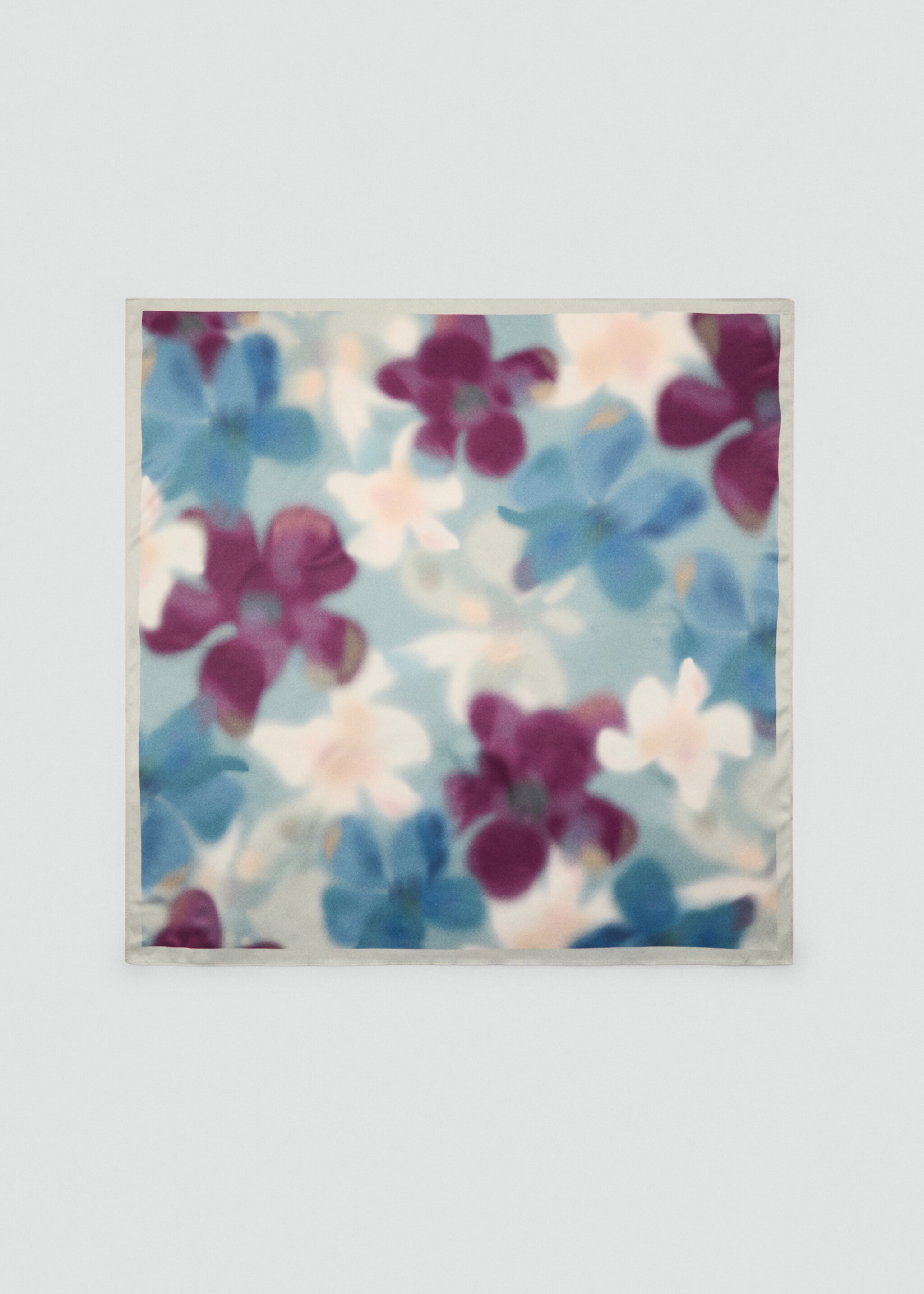 Flowers printed scarf - Article without model, Blue. Ref: 87040256-00.