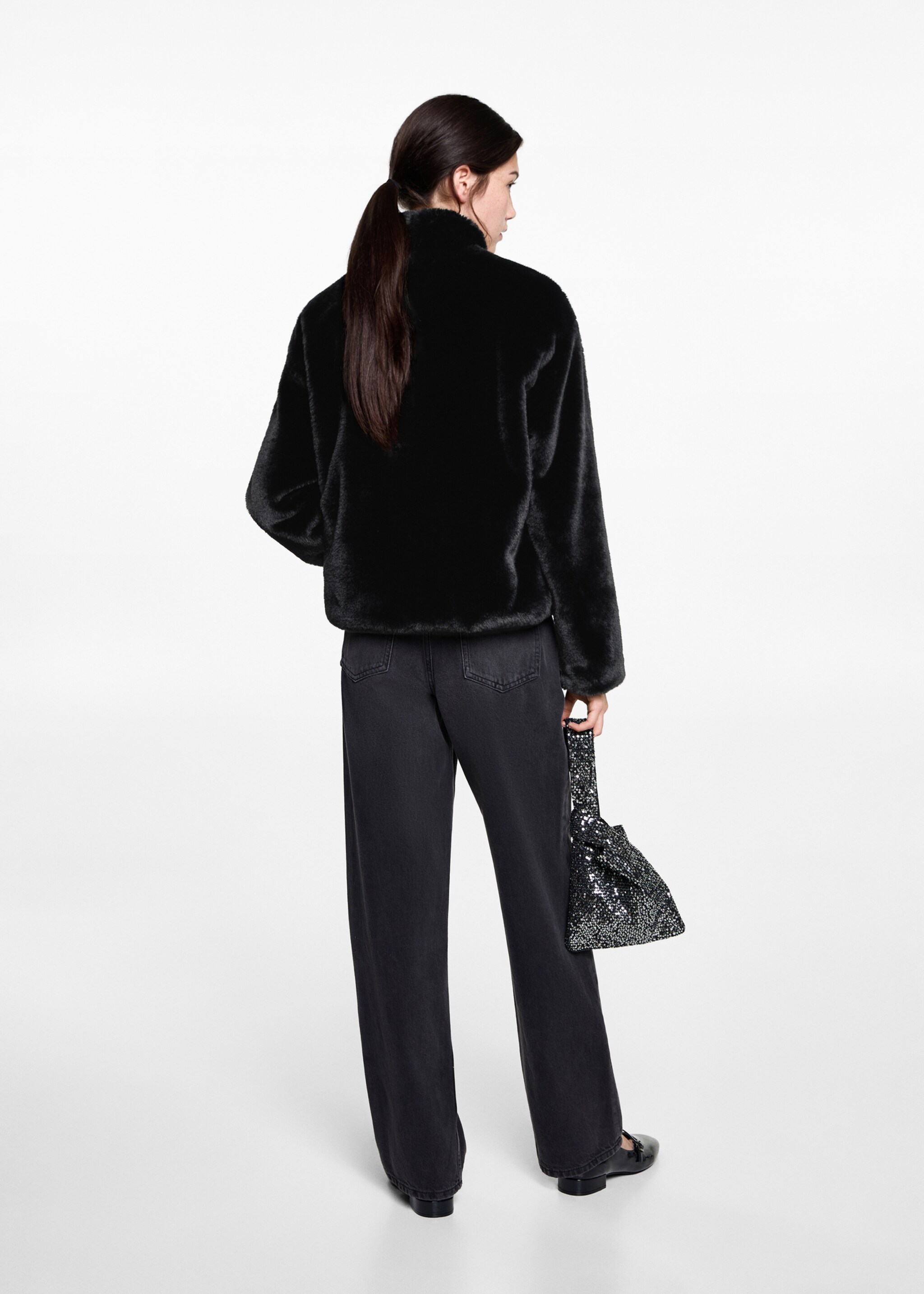 Abrigo pelo cremallera - Reverso del artículo, Negro. Ref: 87040259-00.