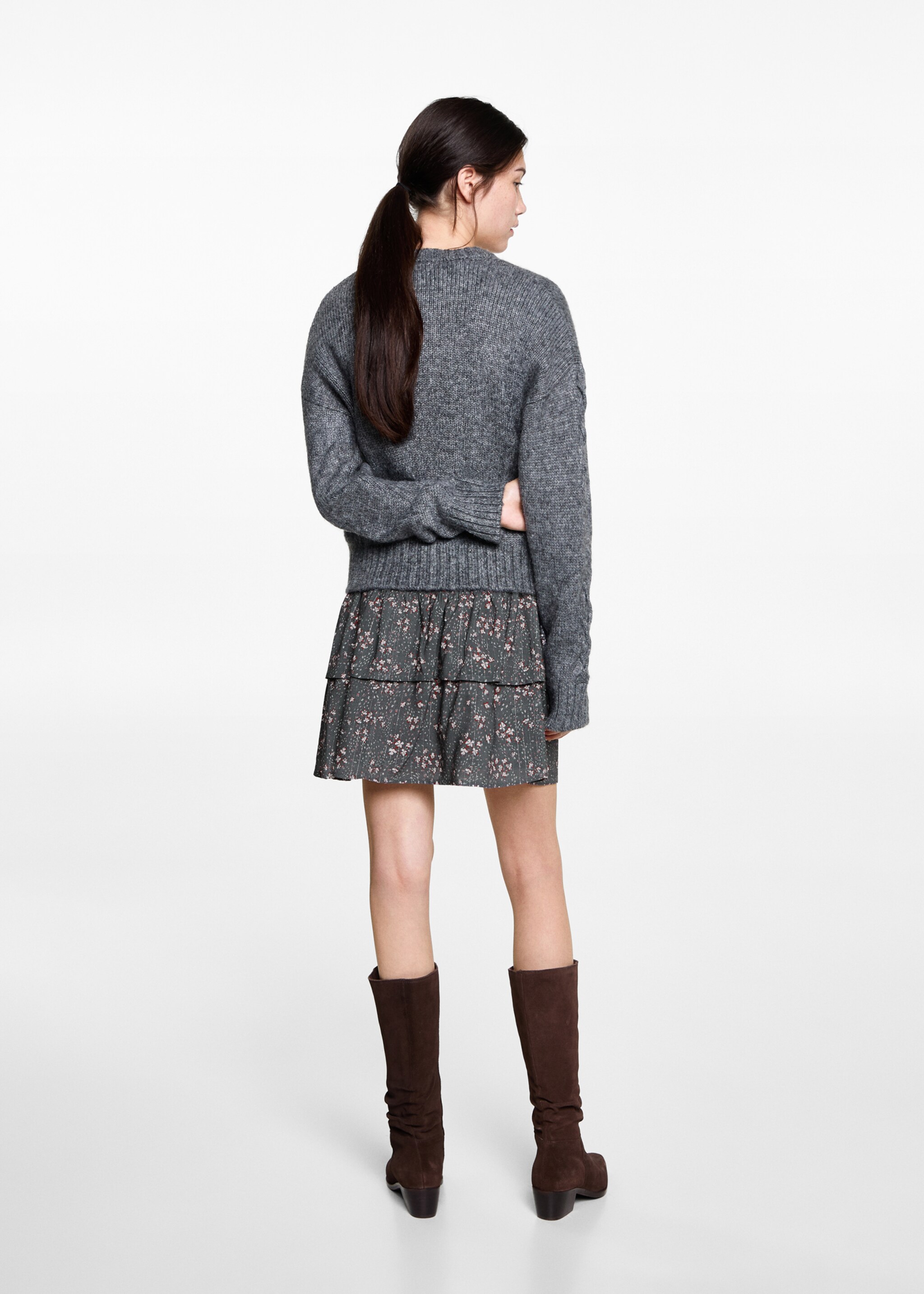 Falda estampada volantes - Reverso del artículo, Gris antracita. Ref: 87040261-00.