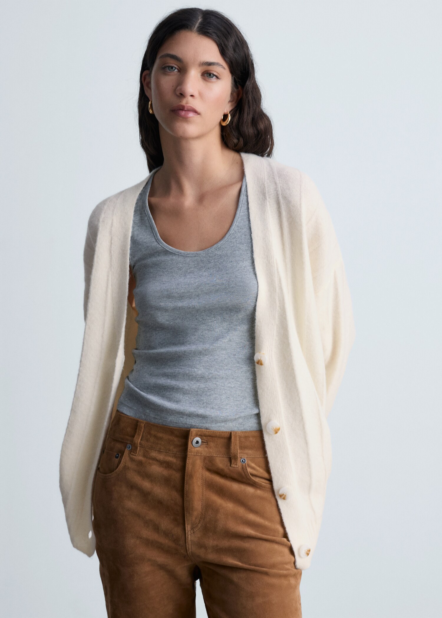 Buttoned long cardigan - Medium plane