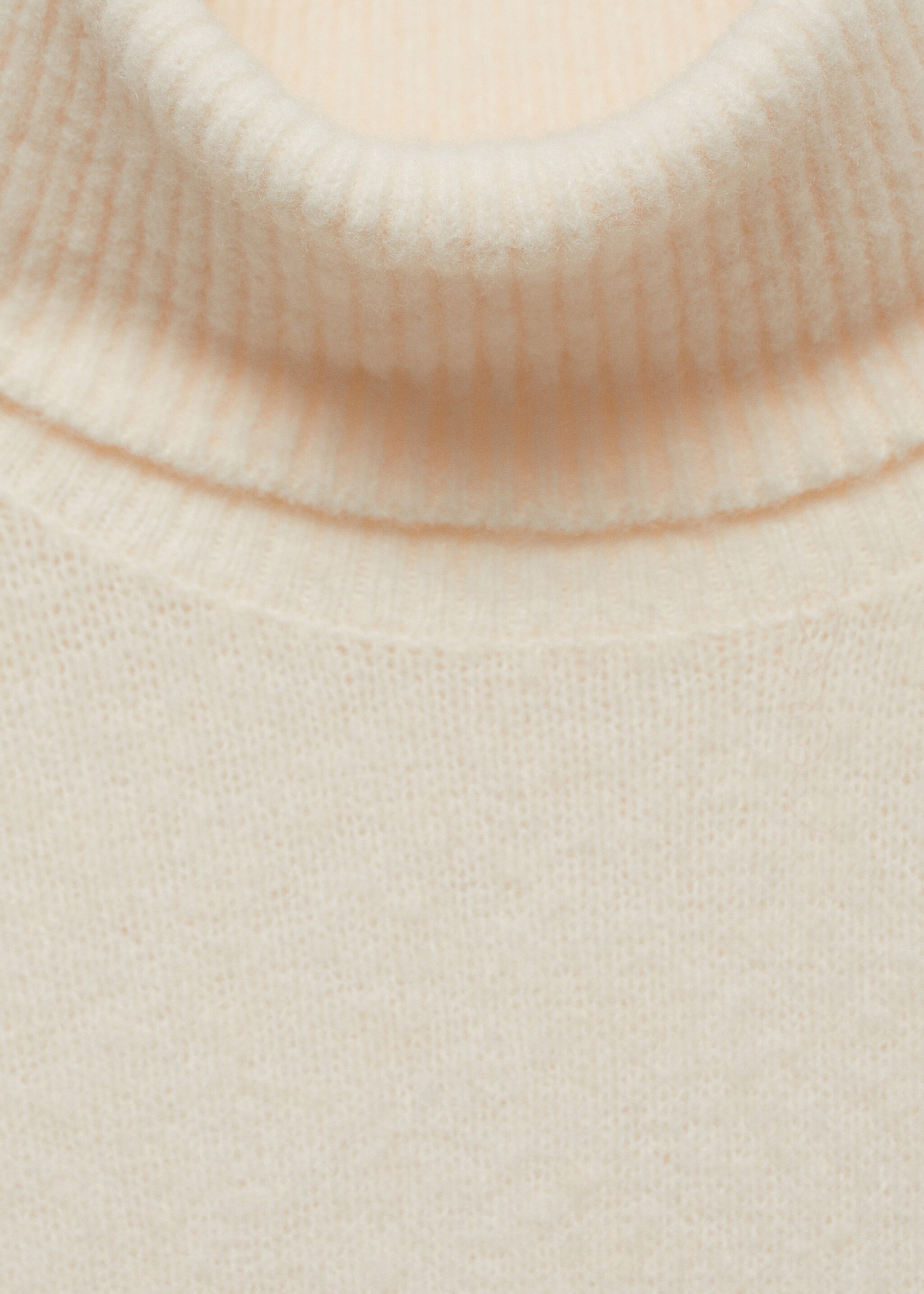 Knitted turtleneck dress - Details of the article 8, Ecru. Ref: 87040284-00.