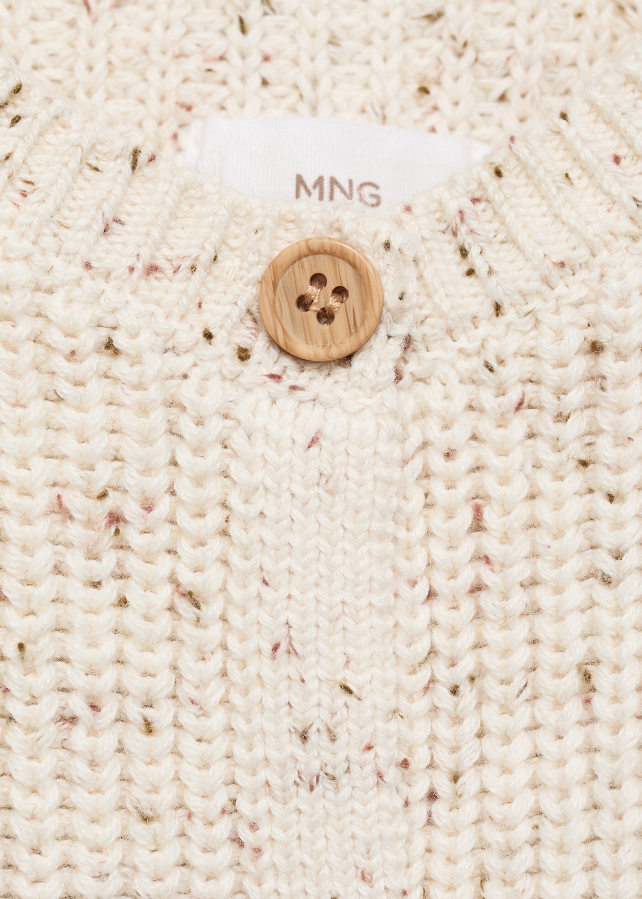Knitted button cardigan - Details of the article 8, Ecru. Ref: 87040321-00.