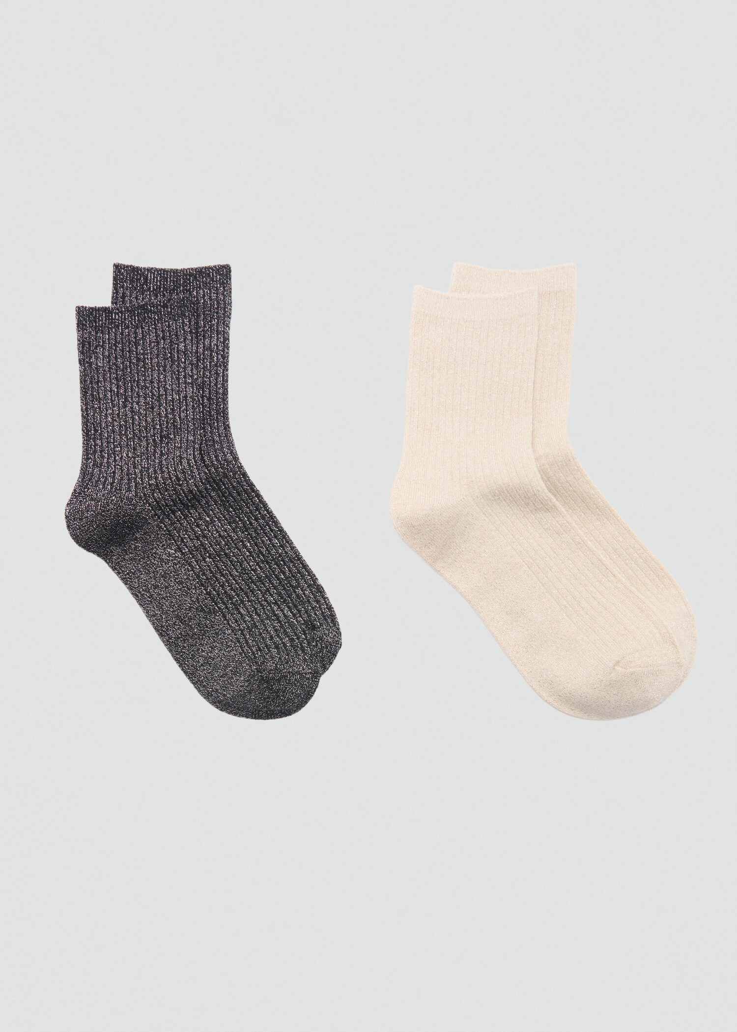 Lot 2 paires de chaussettes Lurex maille côtelée - Plan moyen