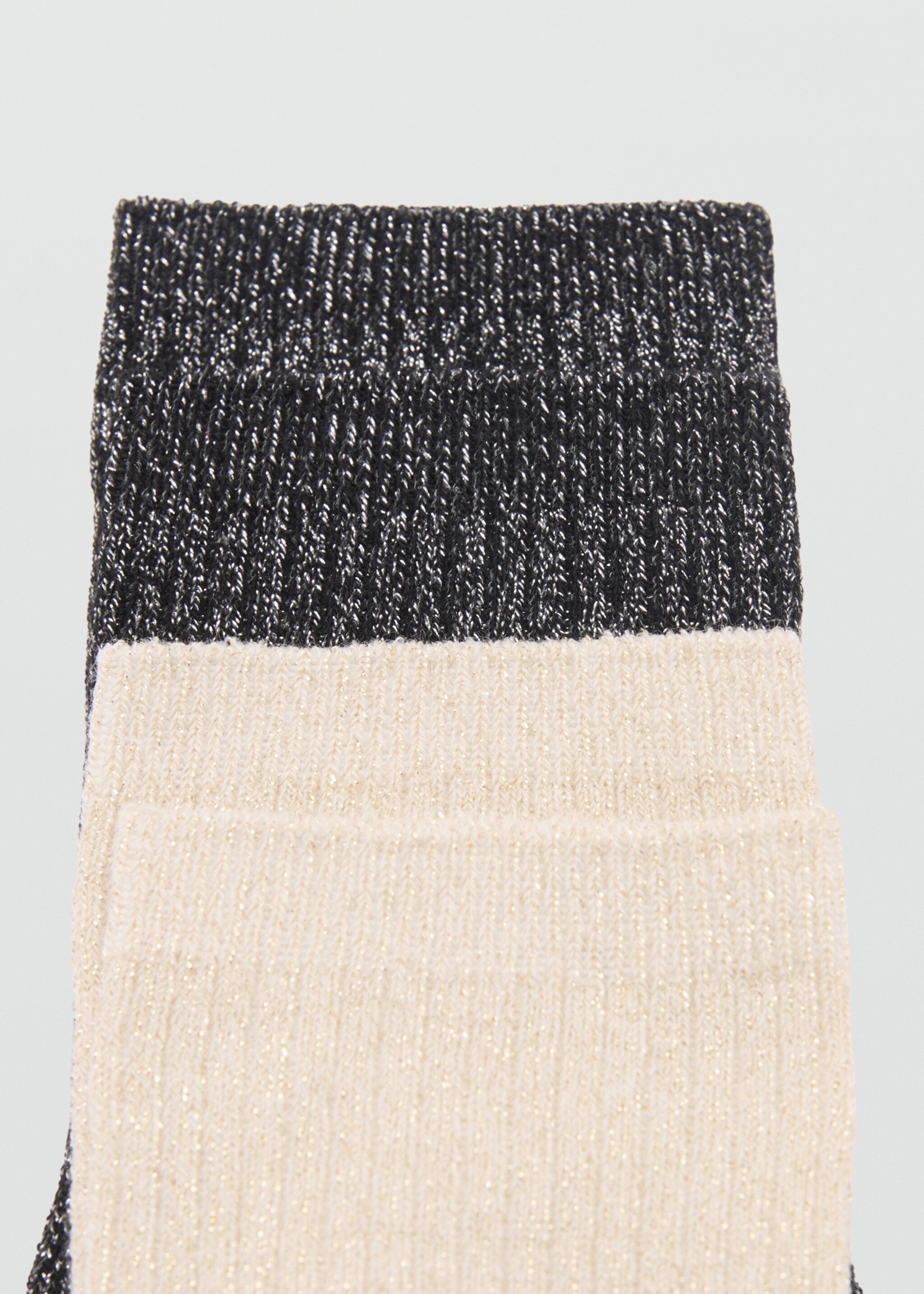 Lot 2 paires de chaussettes Lurex maille côtelée - Détail de l'article 1, Écru. Ref: 87040351-00.