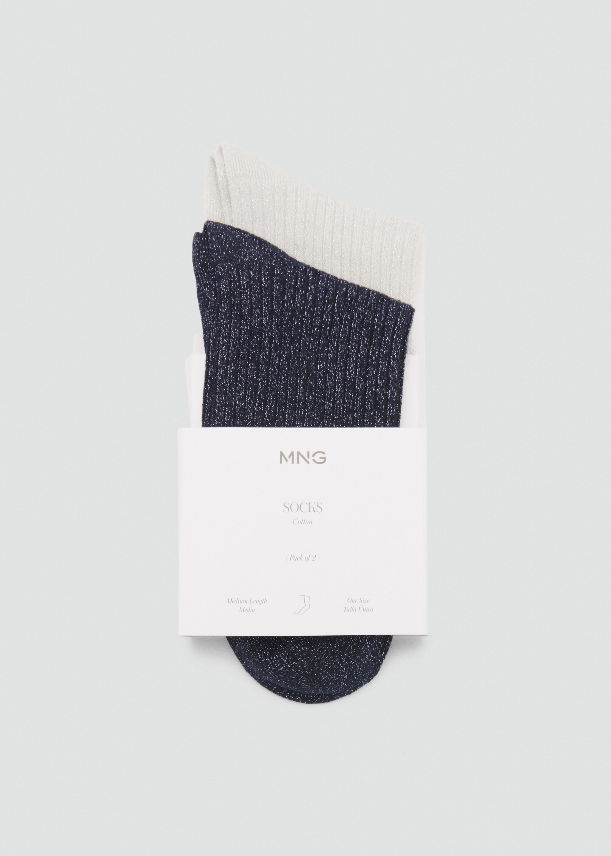 Lot 2 paires de chaussettes Lurex maille côtelée - Article sans modèle, Bleu marine foncé. Ref: 87040351-00.