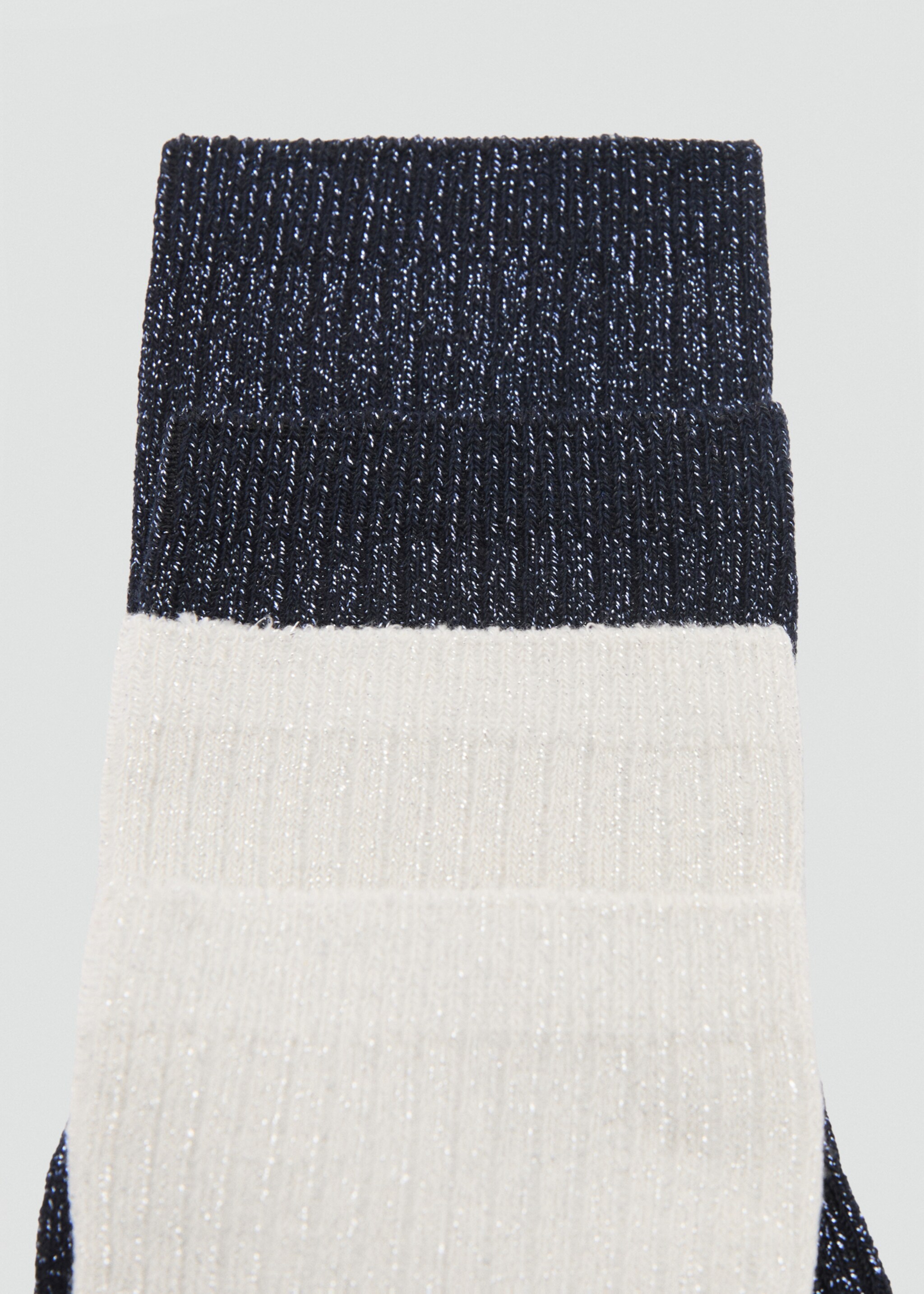 Lot 2 paires de chaussettes Lurex maille côtelée - Détail de l'article 1, Bleu marine foncé. Ref: 87040351-00.