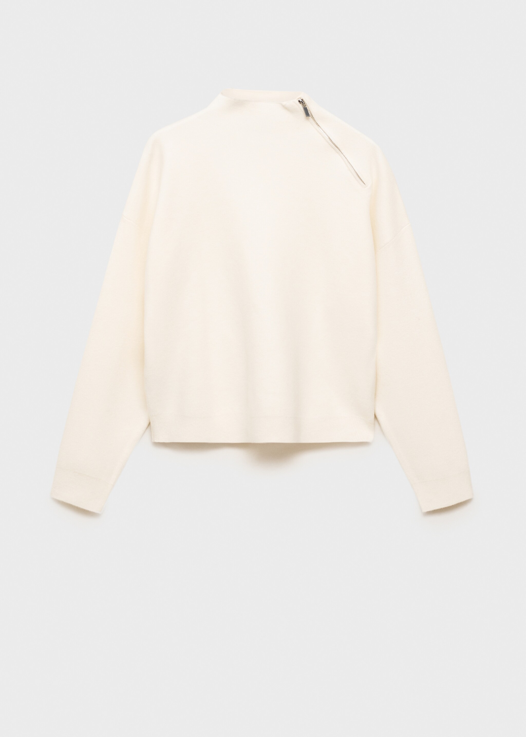 Perkins-neck sweater with zip - Article without model, Ecru. Ref: 87040352-00.