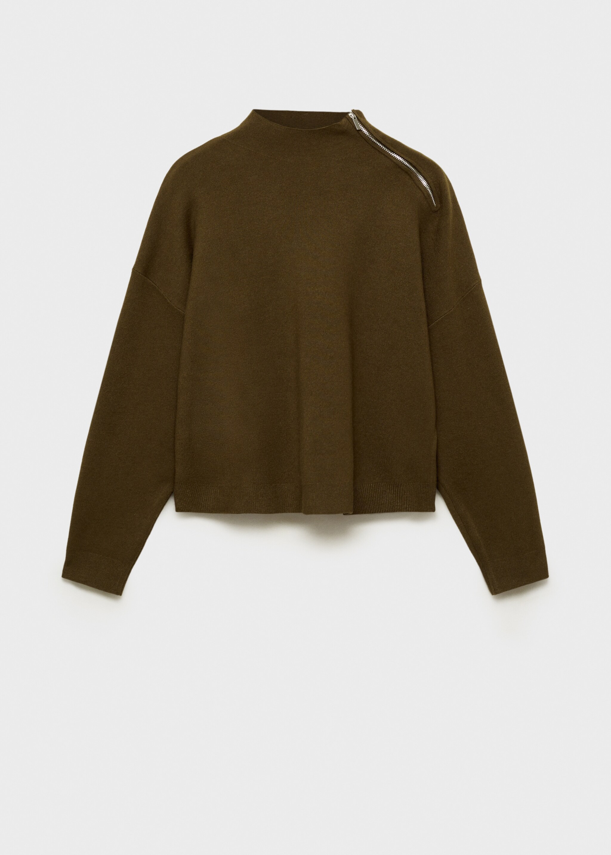 Πουλόβερ ψηλός γιακάς φερμουάρ - Προϊόν χωρίς μοντέλο, Χακί. Ref: 87040352-00.