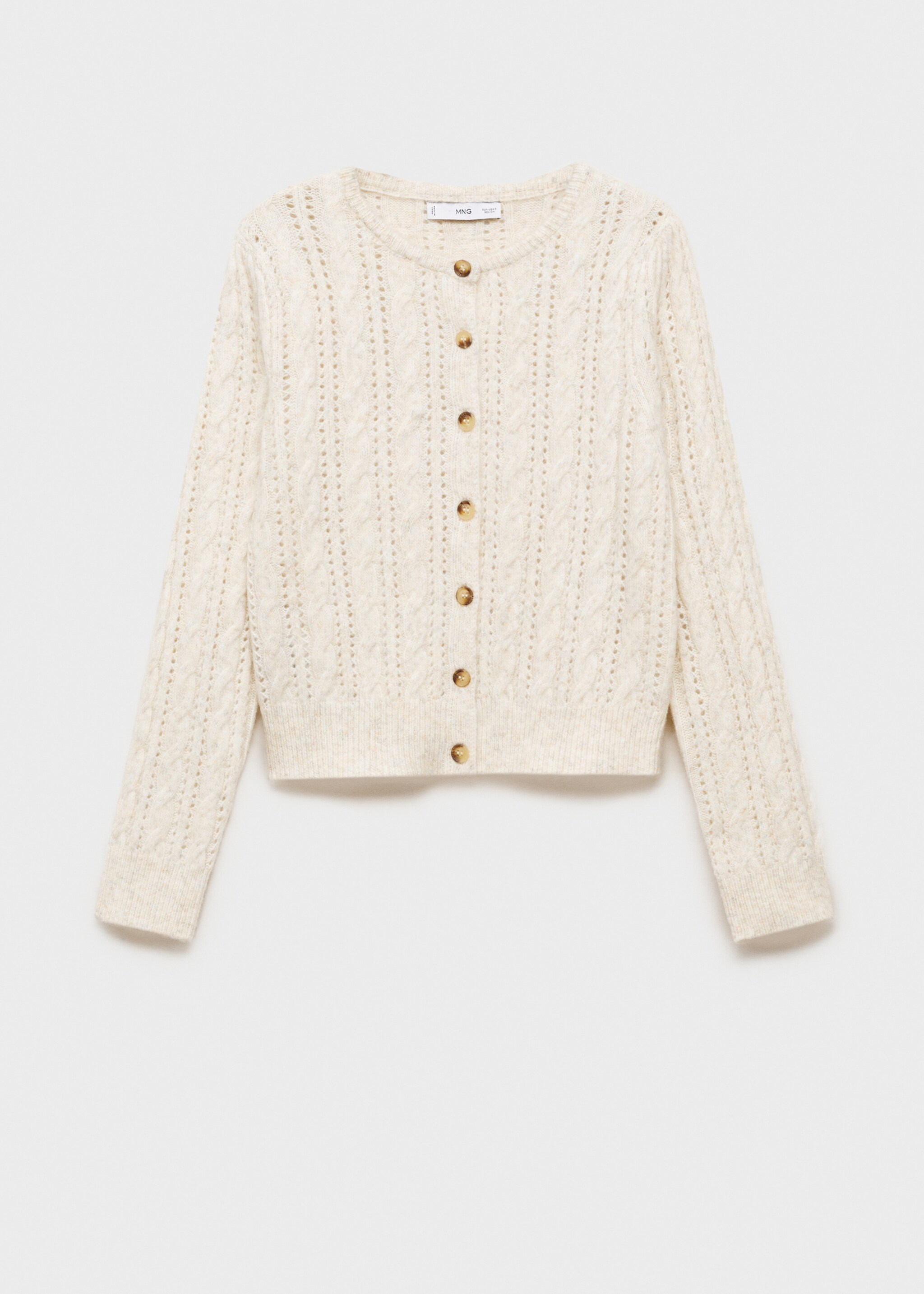 Cárdigan trenzado detalles calados - Artículo sin modelo, Crudo. Ref: 87040353-00.