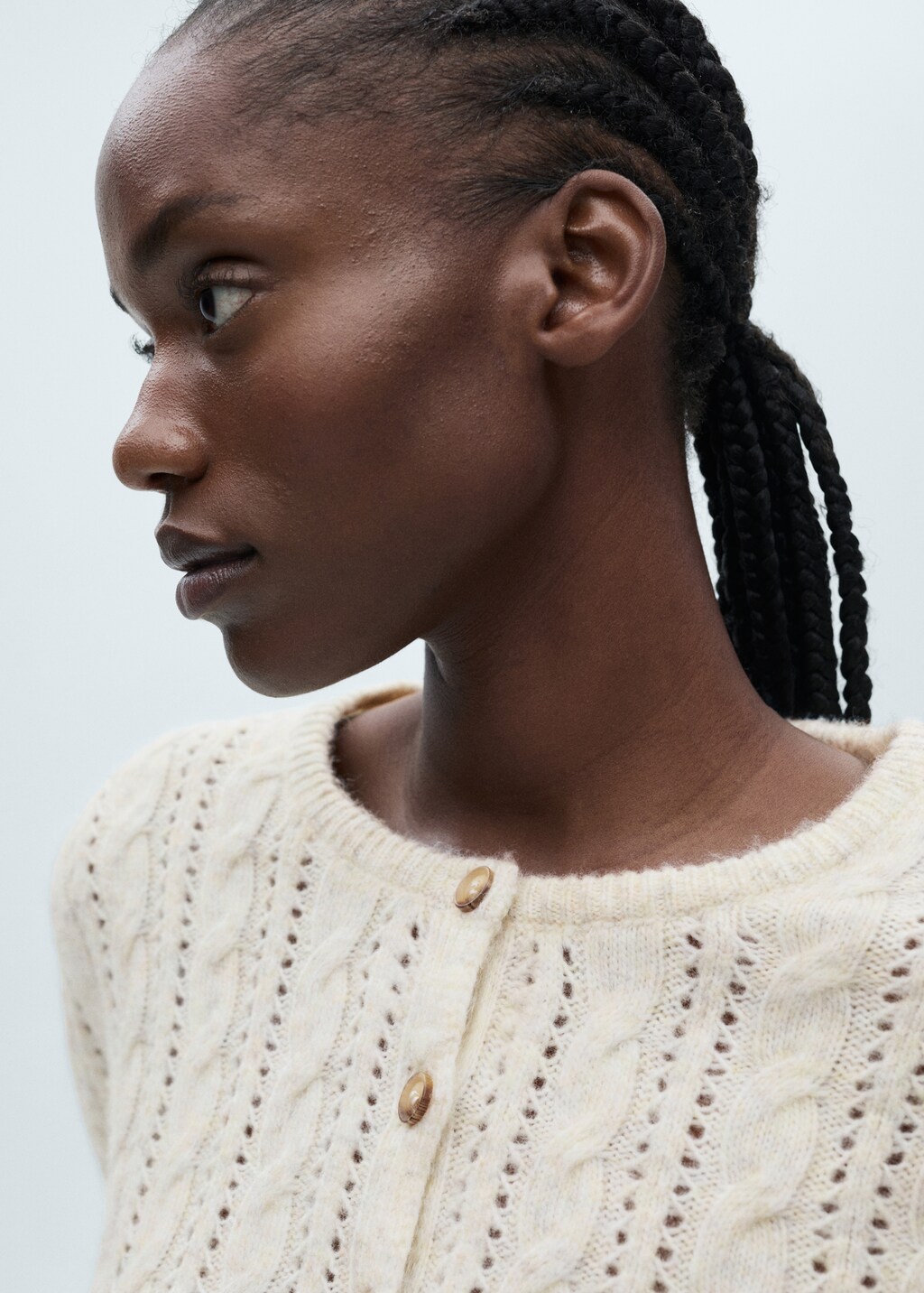 Braided cardigan with lace details - Women | MANGO OUTLET USA