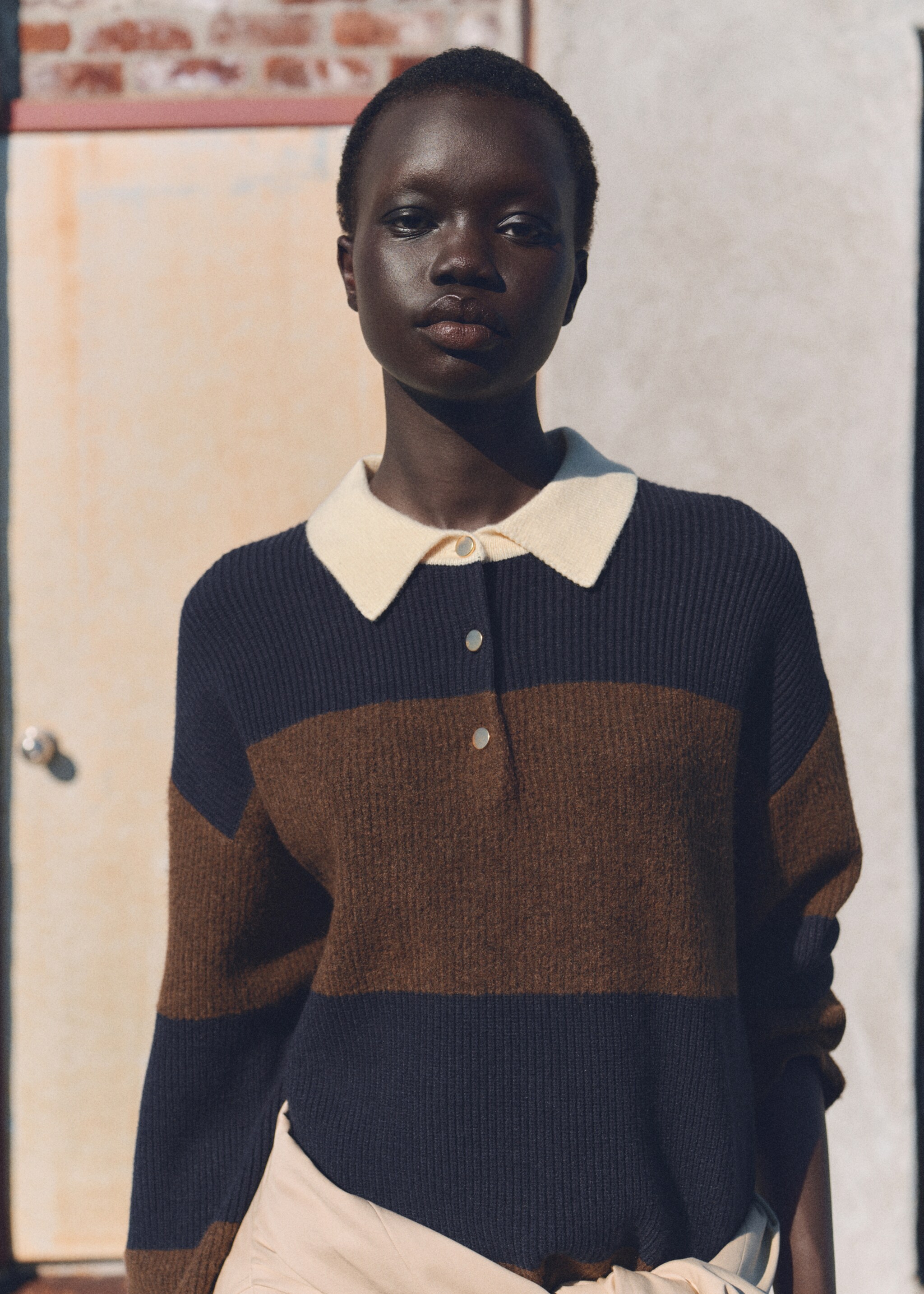 Pull-over rayures col polo - Détail de l'article 1, Bleu marine foncé. Ref: 87040356-00.