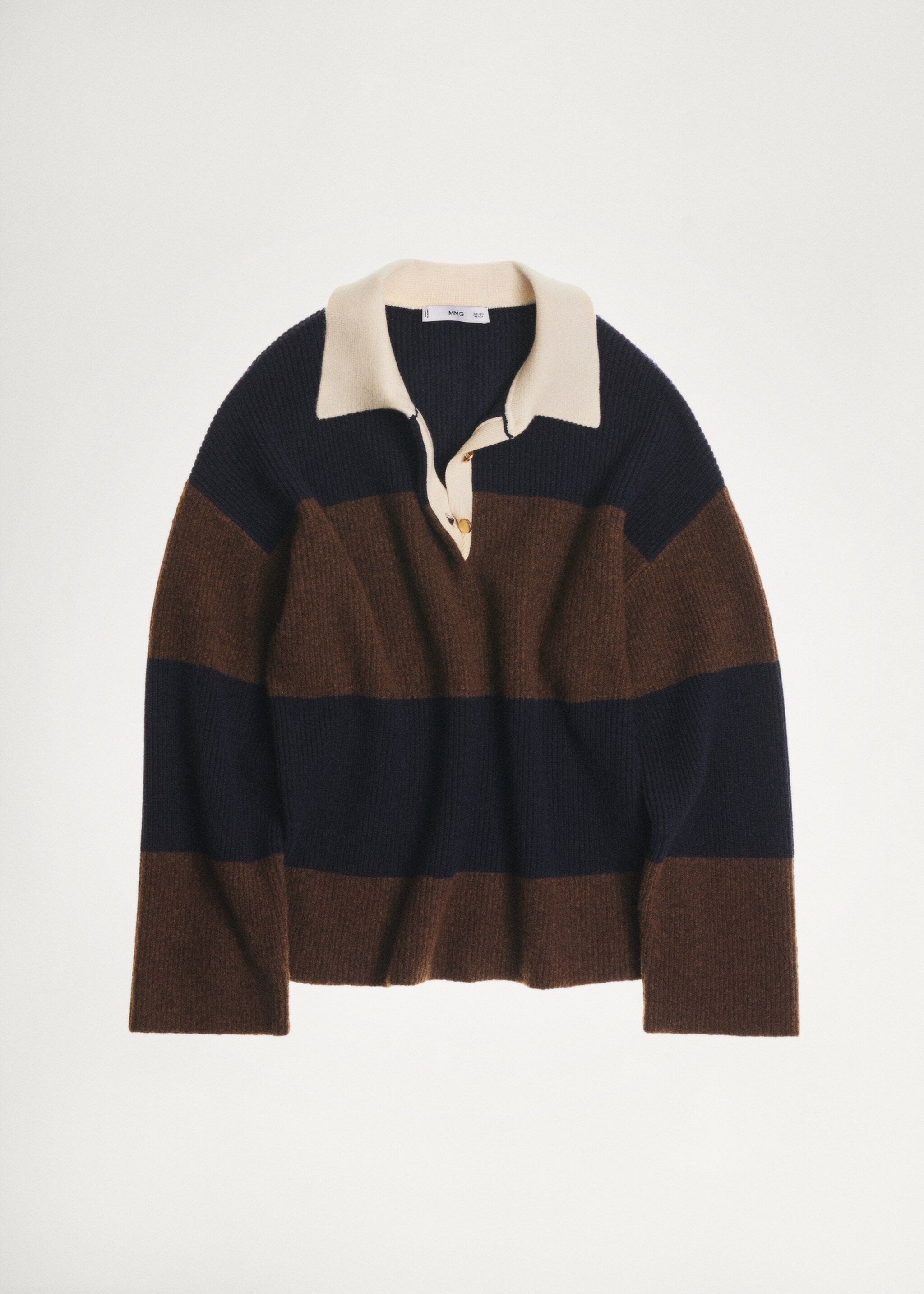 Pull-over rayures col polo - Détail de l'article 7, Bleu marine foncé. Ref: 87040356-00.