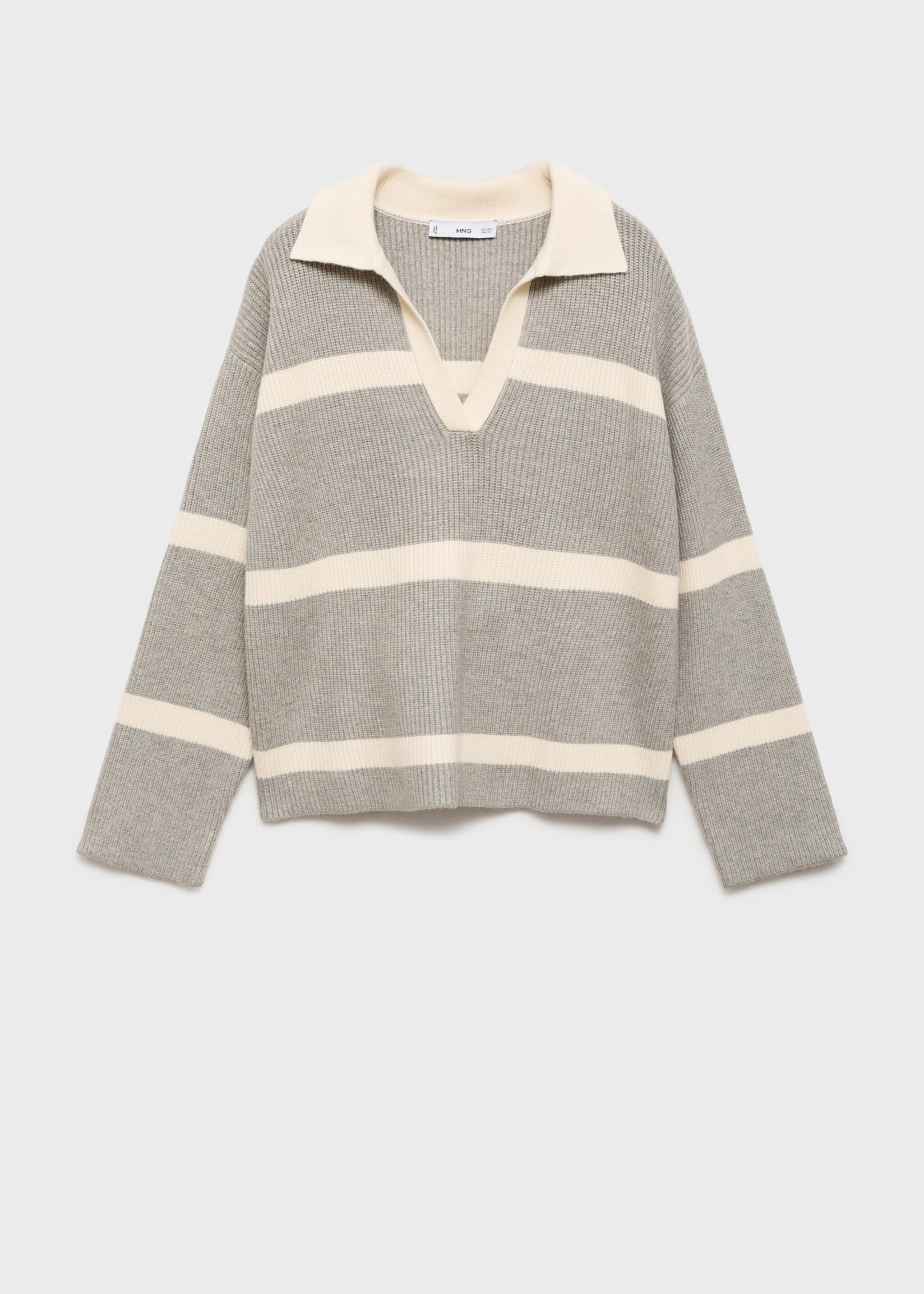 Strickpullover mit Poloshirt-Kragen - Artikel ohne Model, Grau. Ref: 87040357-00.