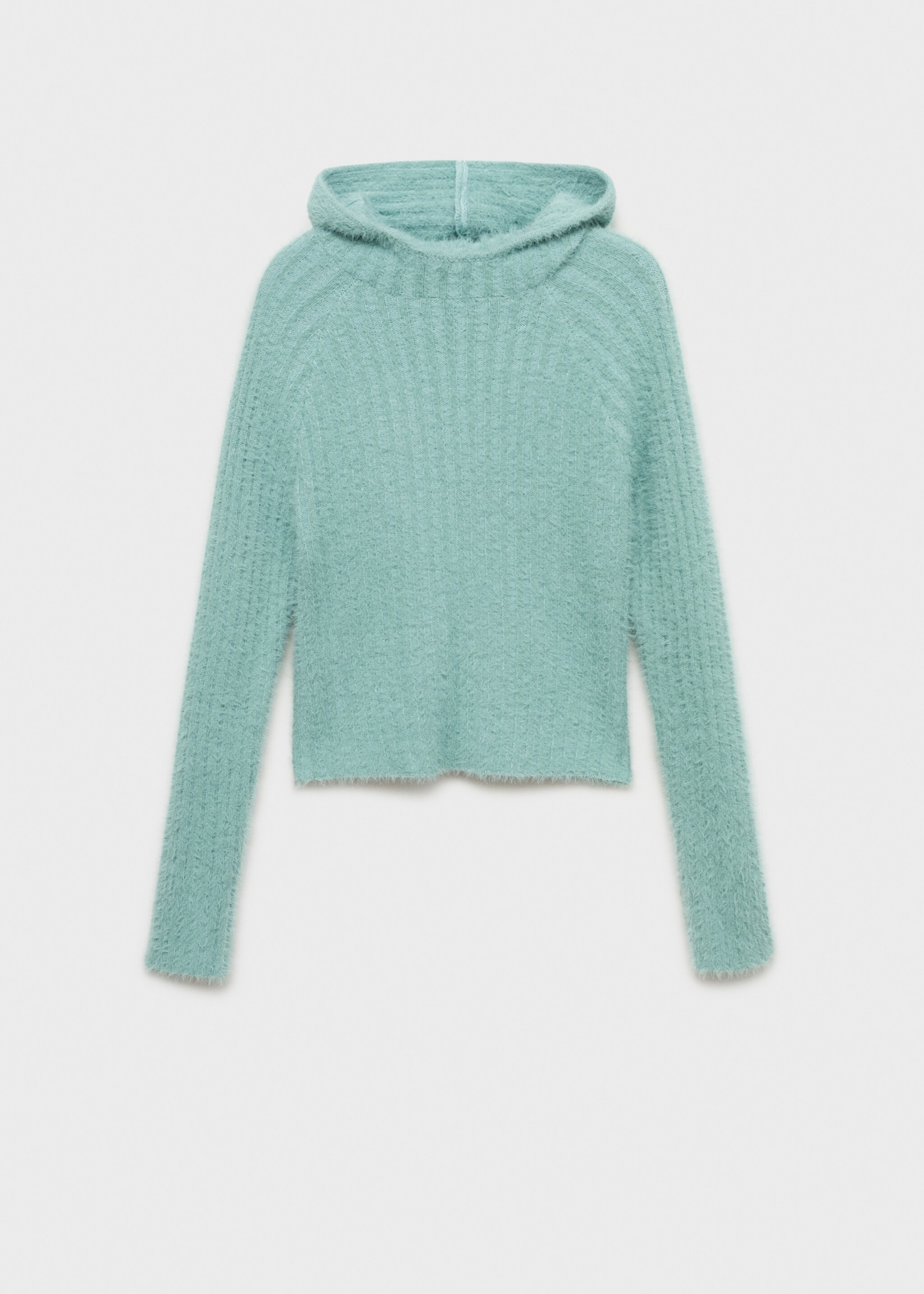 Faux-fur hooded sweater - Article without model, Turquoise. Ref: 87040359-00.