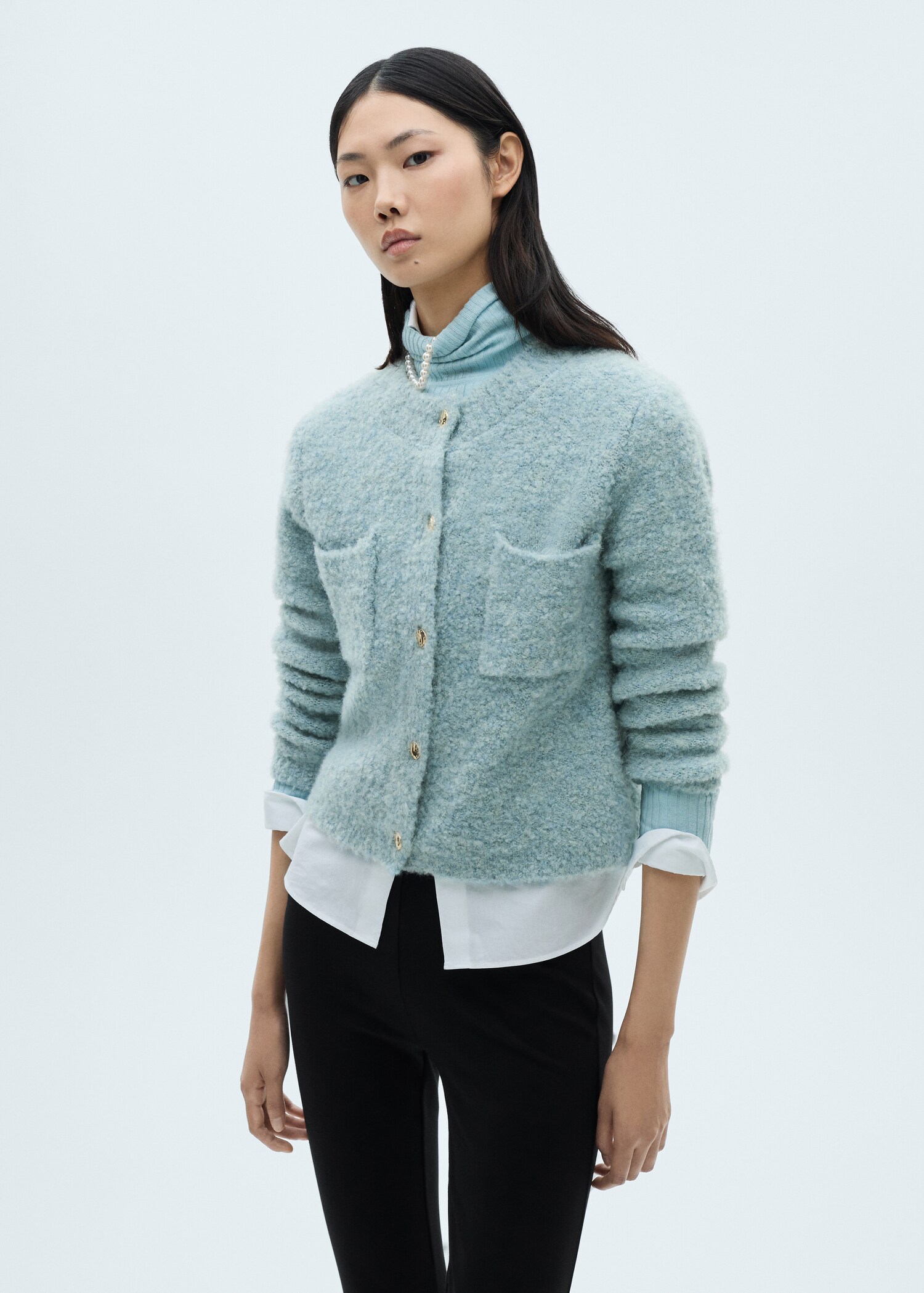 Bouclé jacket with jewel buttons - Medium plane