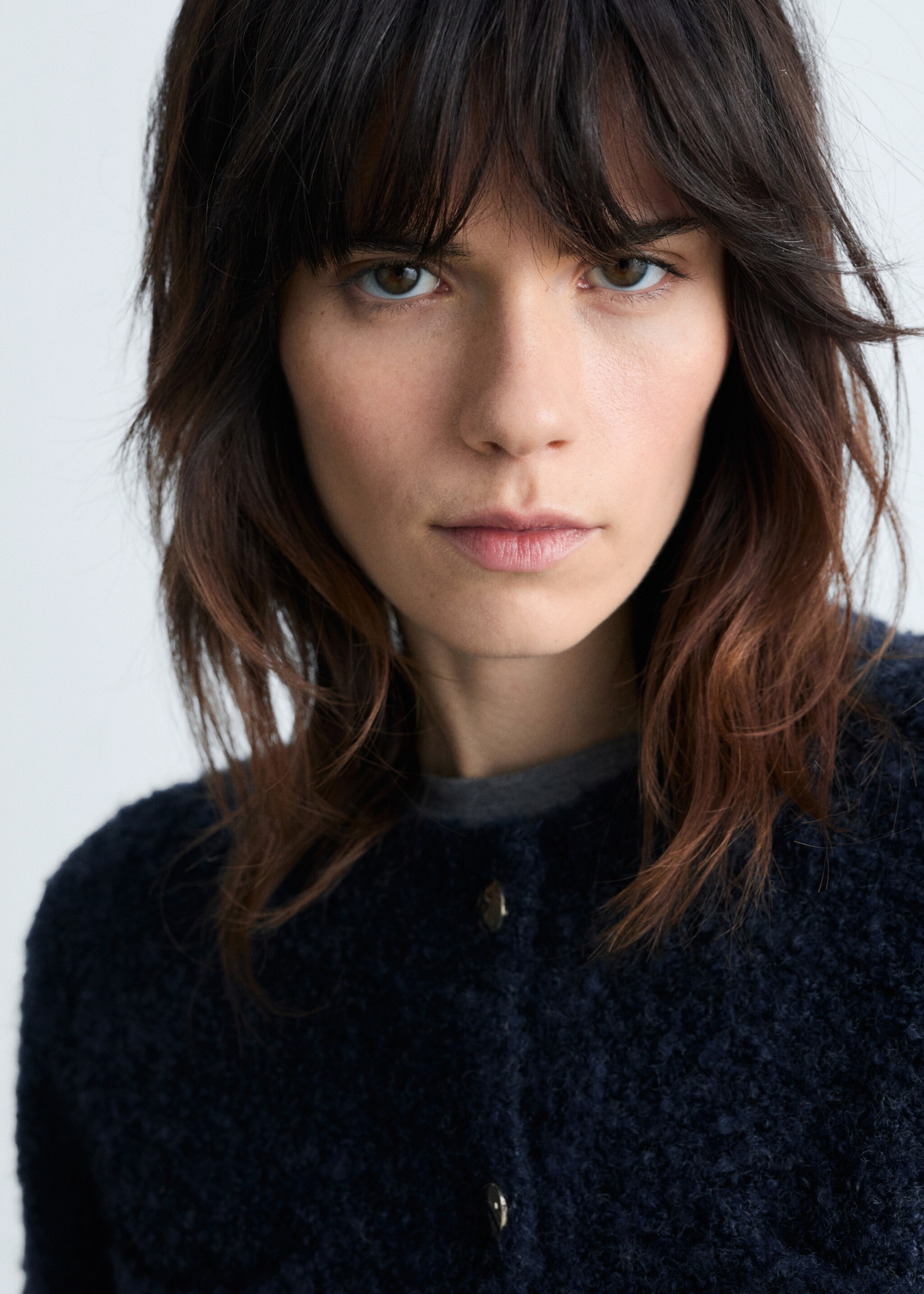 Bouclé jacket with jewel buttons - Details of the article 1, Dark Navy. Ref: 87040363-00.