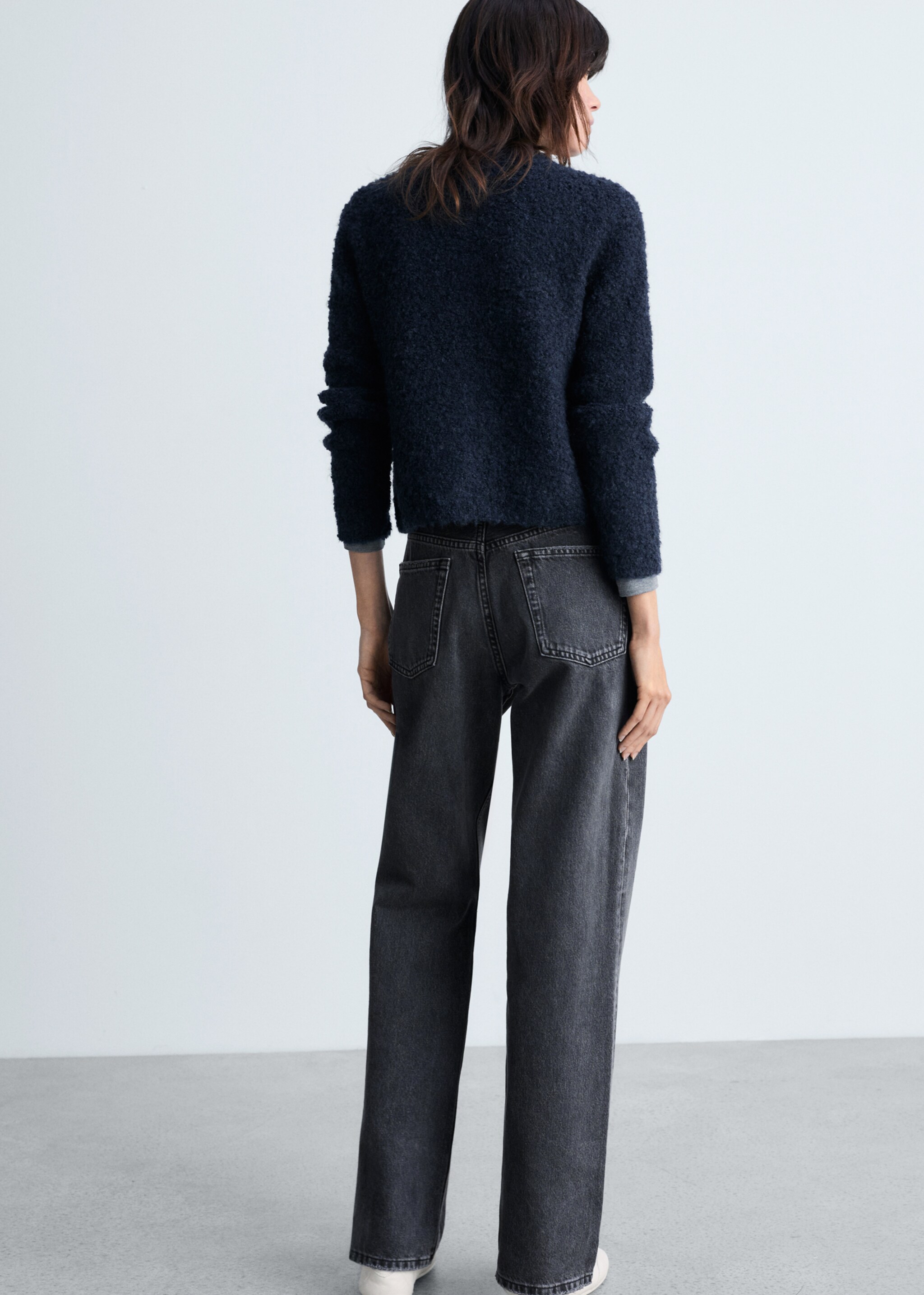 Bouclé jacket with jewel buttons - Reverse of the article, Dark Navy. Ref: 87040363-00.