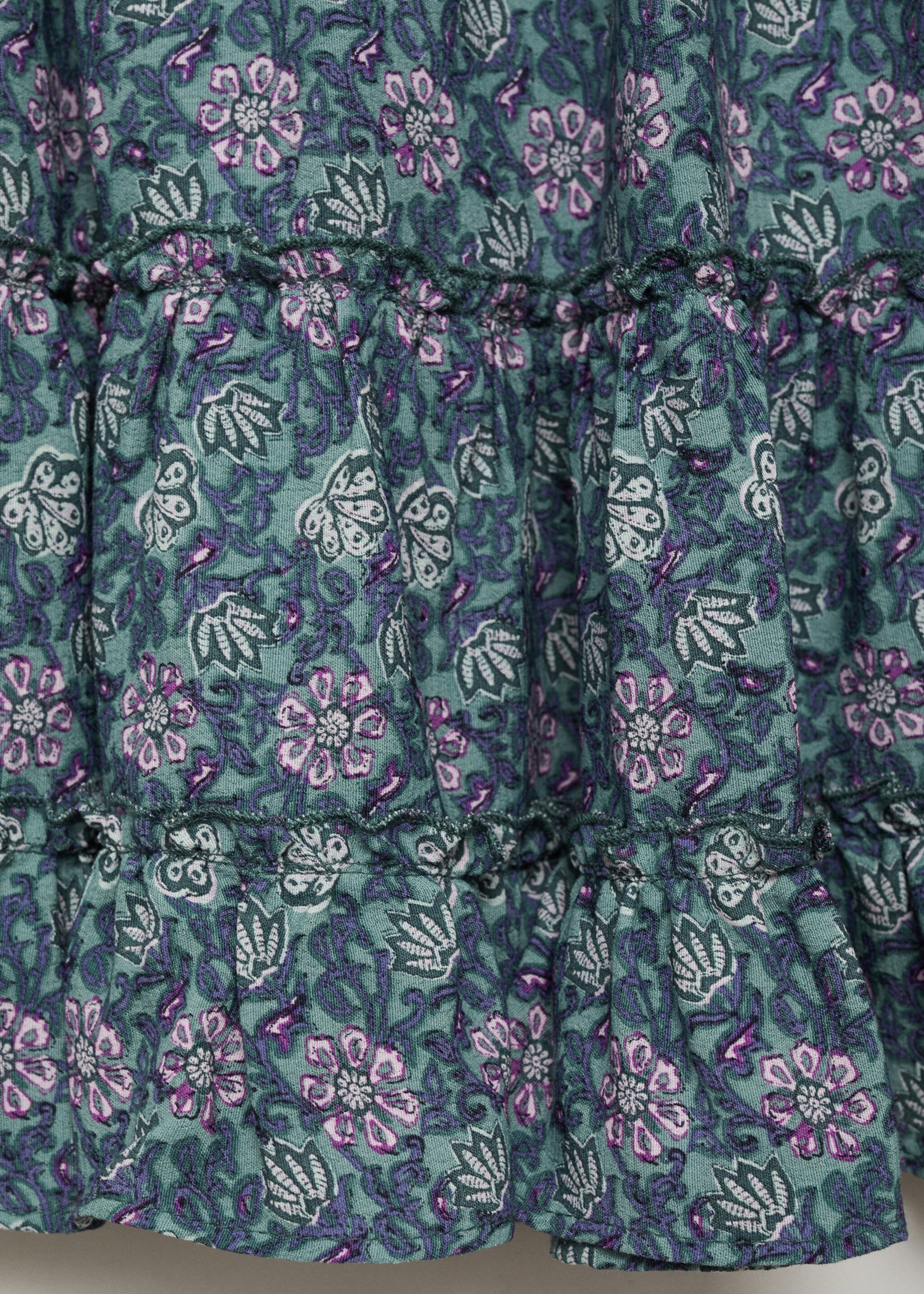 Sukně s volány a potiskem - Detail zboží 0, Mentolová zelená. Ref: 87040366-00.