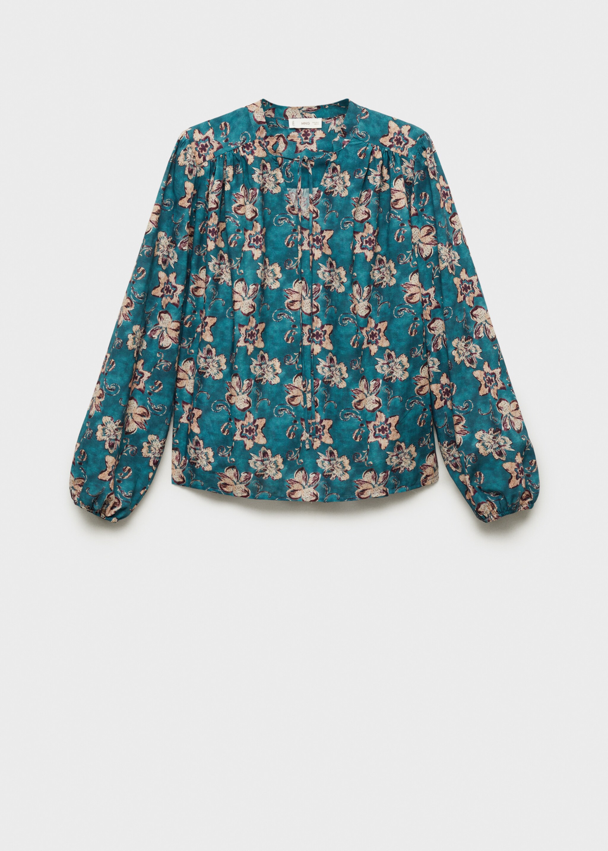 Floral print blouse - Article without model, Turquoise. Ref: 87040377-00.