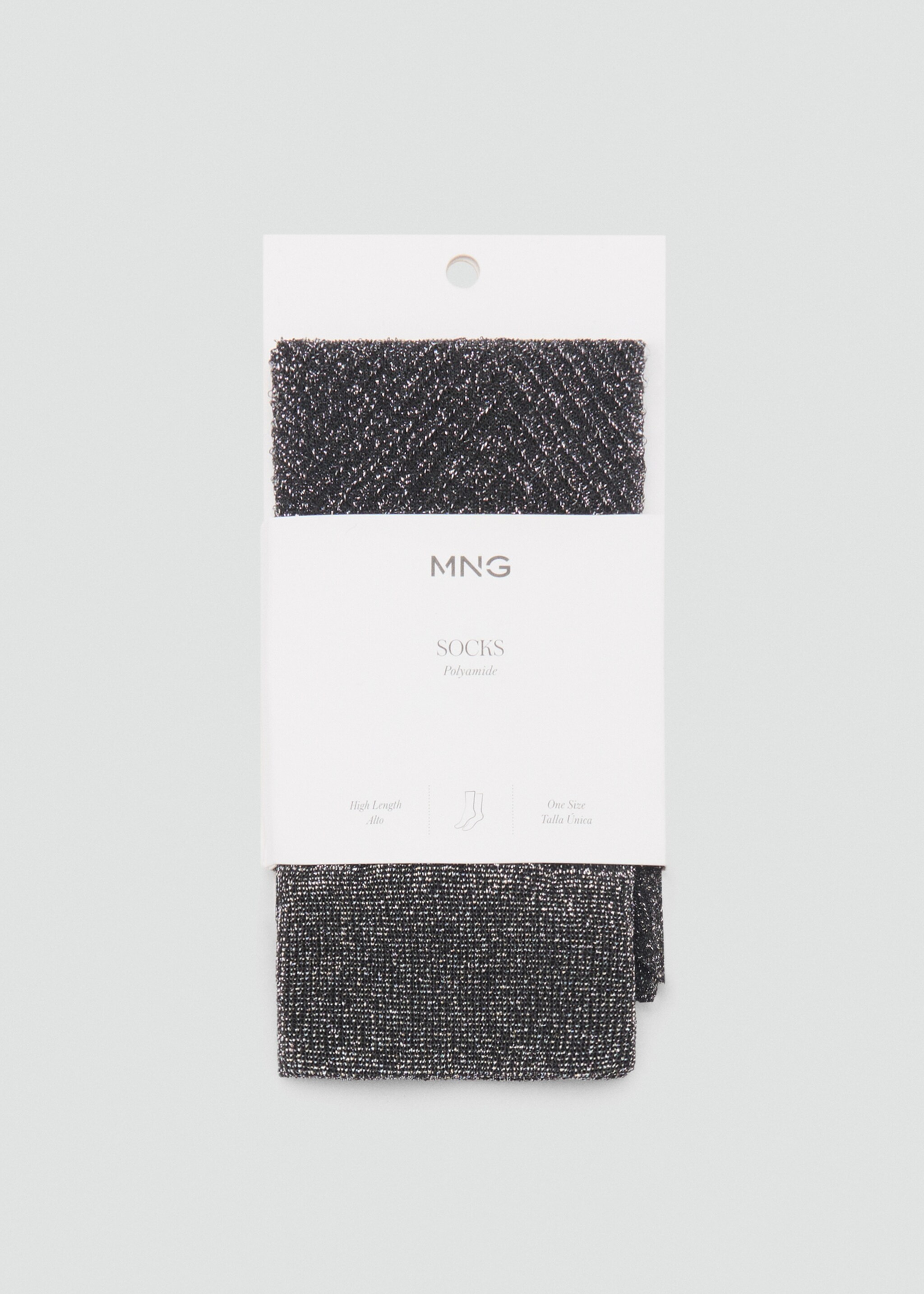 Lurex long socks - Article without model, Silver. Ref: 87040382-00.