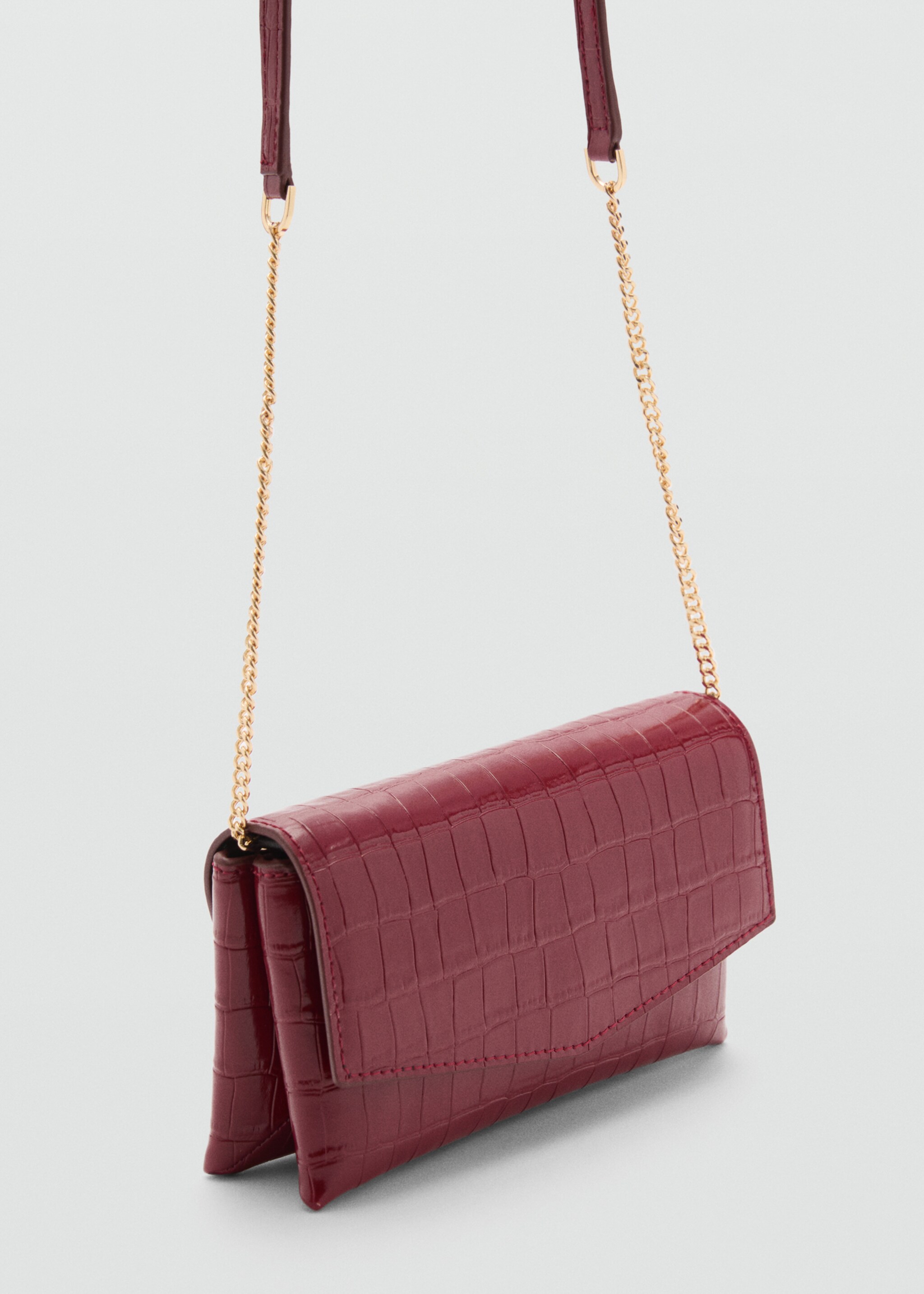 Croc-effect flap bag - Medium plane, Cherry. Ref: 87040420-00.