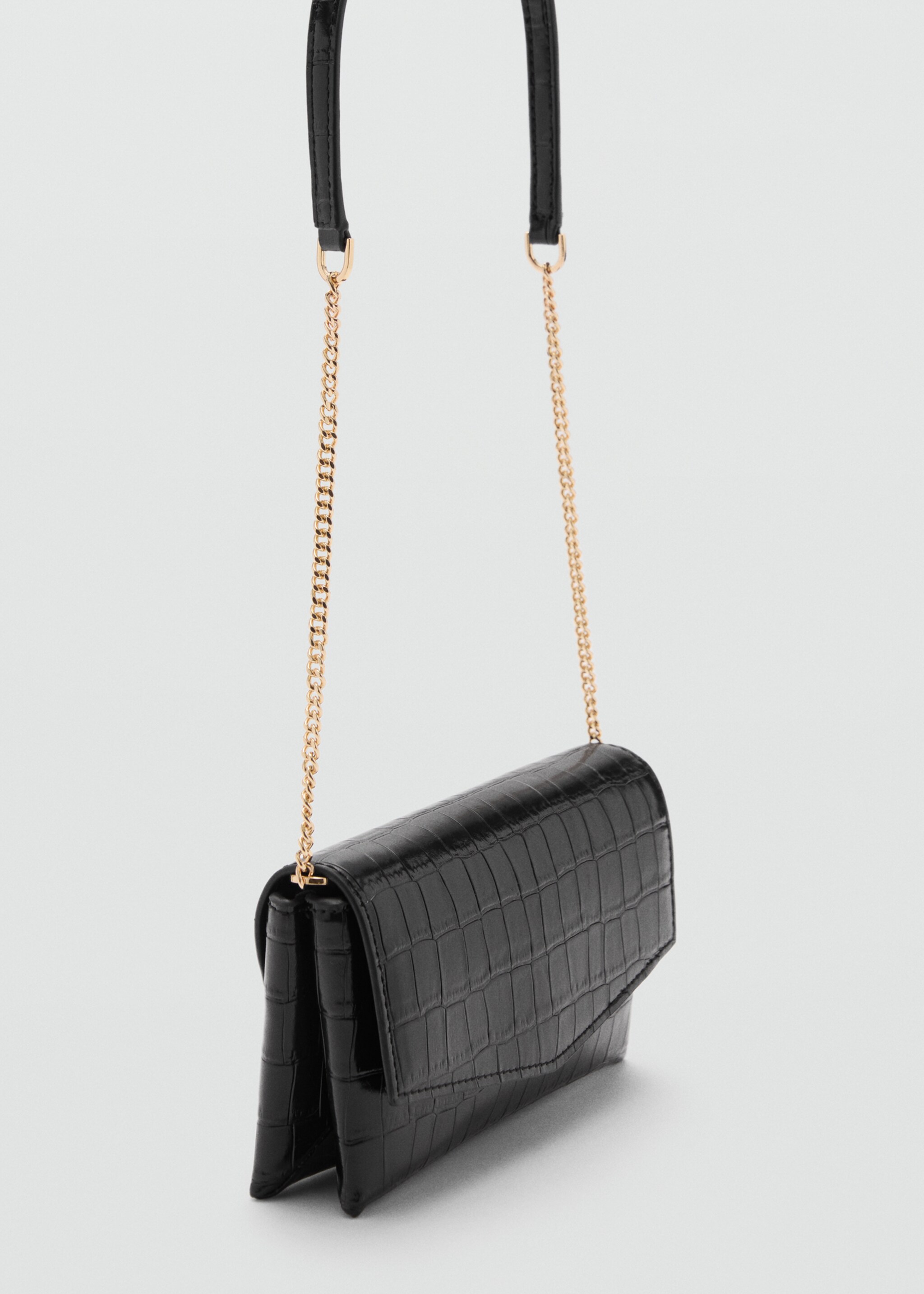 Croc-effect flap bag - Medium plane, Black. Ref: 87040420-00.