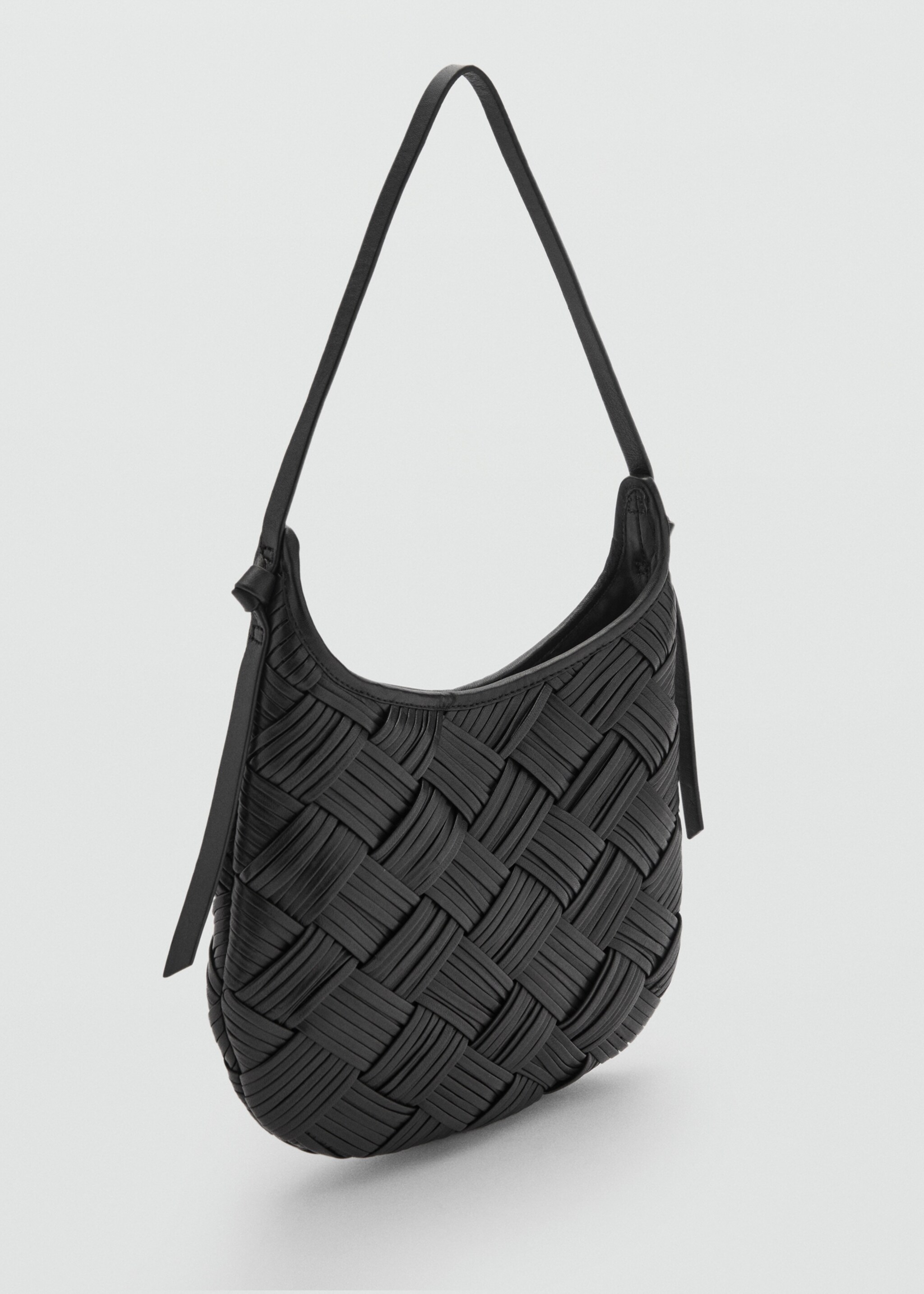 Braided leather bag - Medium plane, Black. Ref: 87040422-00.