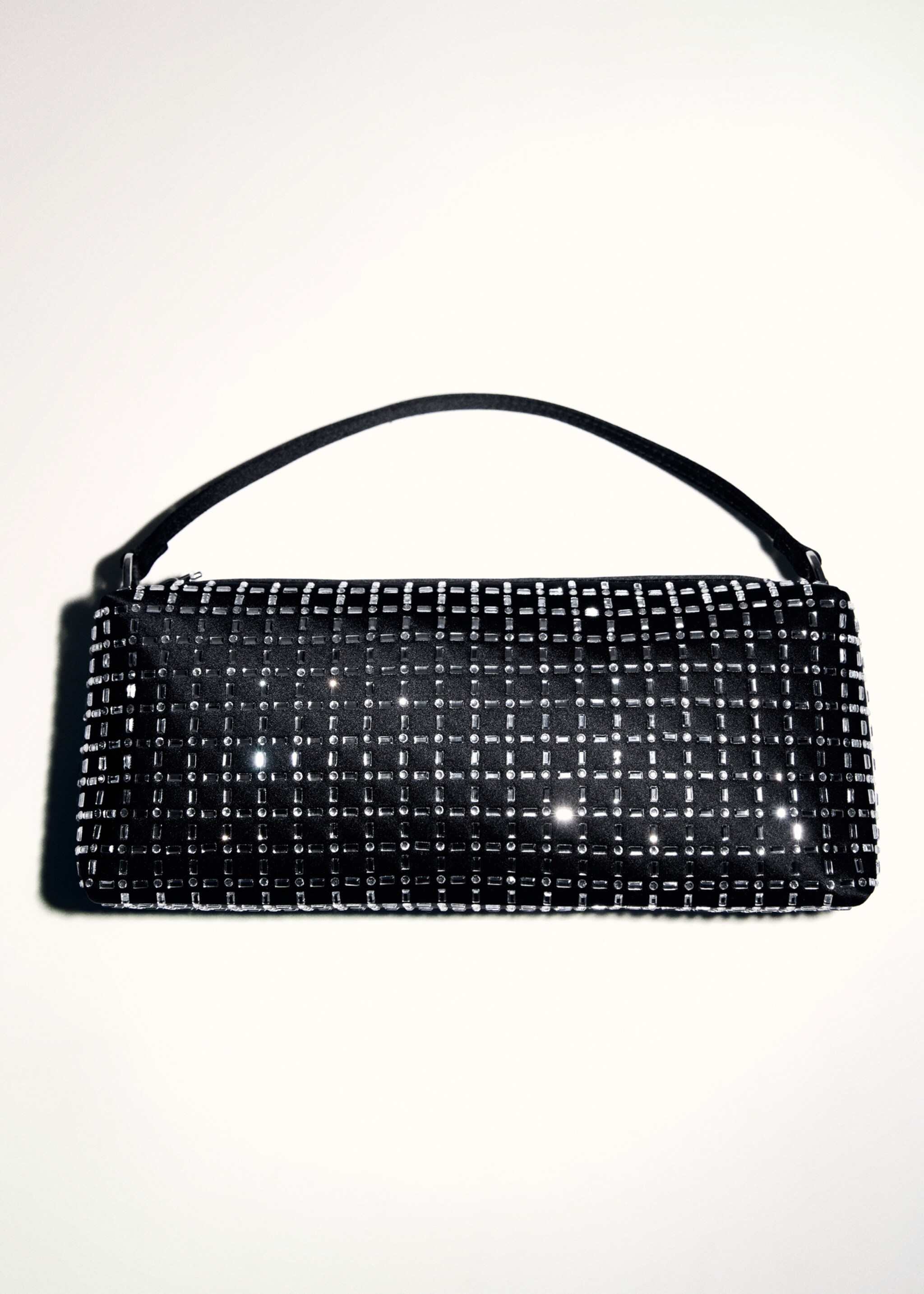 Mini bag with crystal appliqué - Details of the article 5, Black. Ref: 87040428-00.