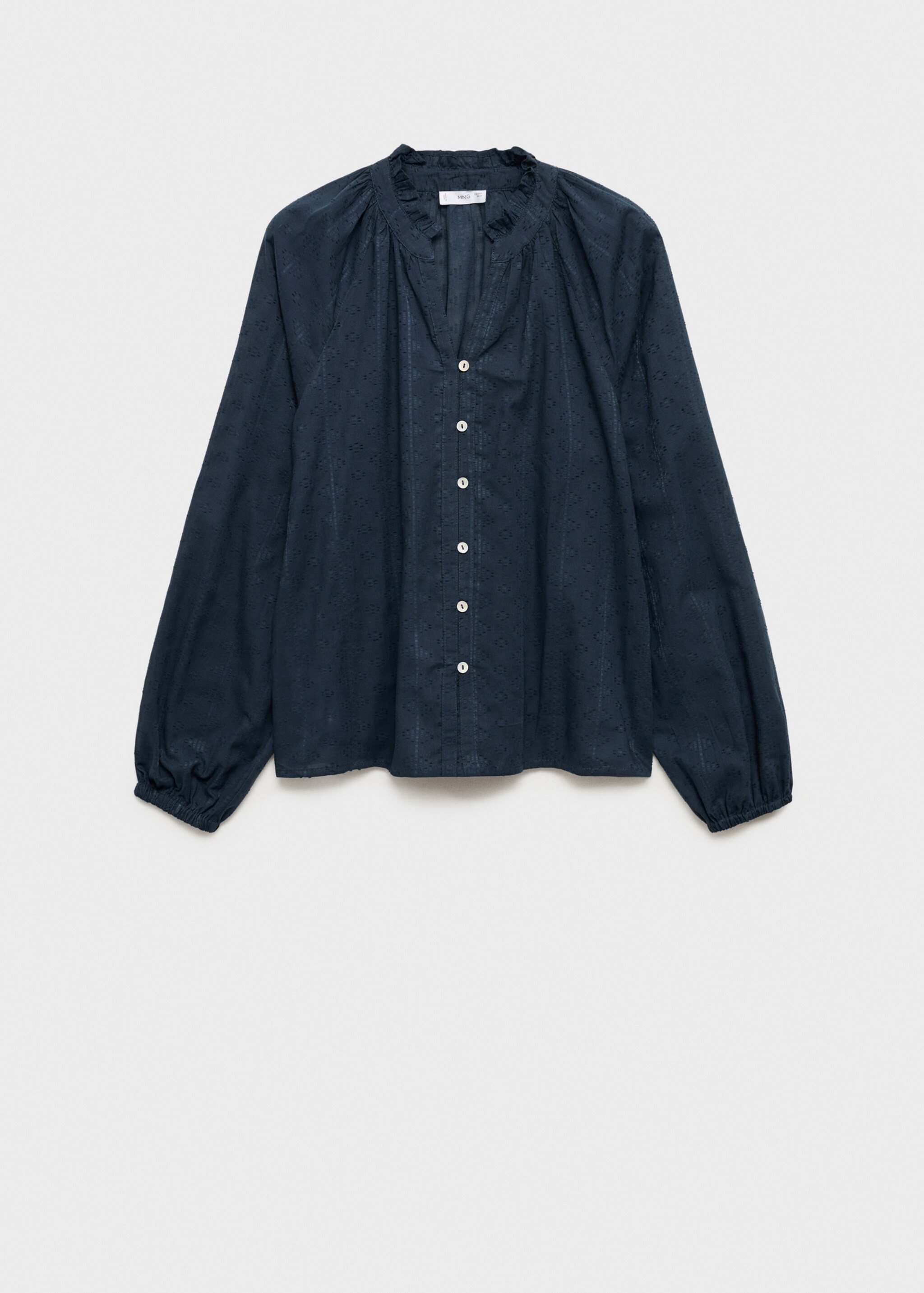 Textured embroidered blouse - Article without model, Dark Navy. Ref: 87040429-00.